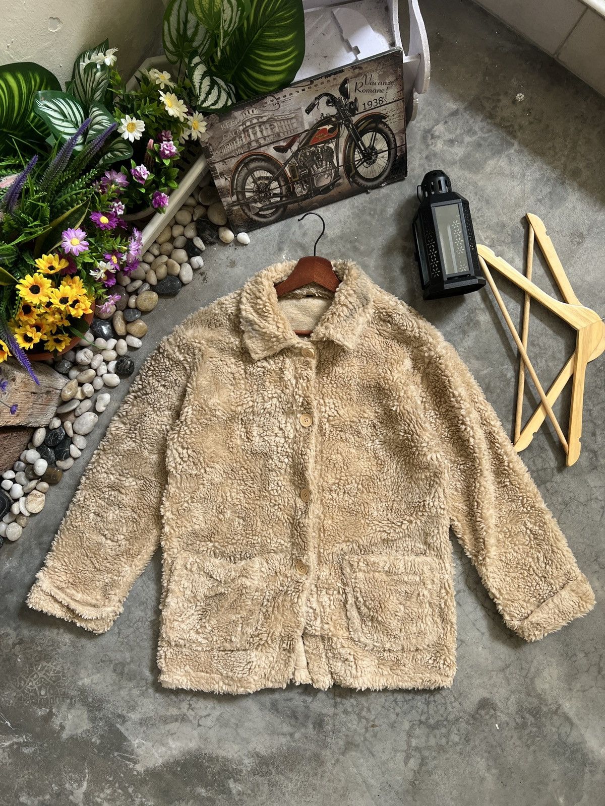 Vintage 🖤 Deep Pile Fleece Sherpa Cardigan With Pocket