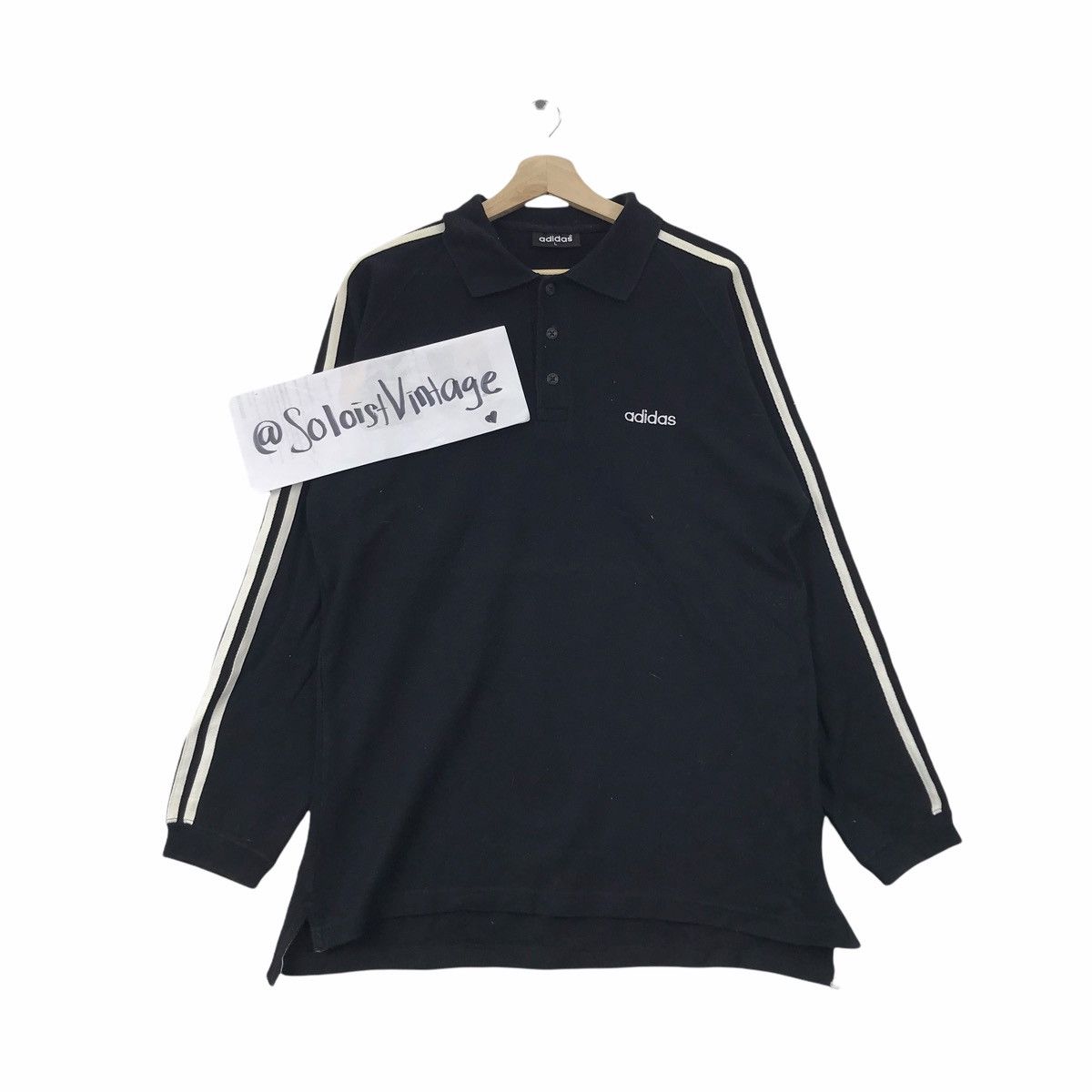 Adidas 90s ADIDAS SPELL OUT Sportswear Black Sweatshirt Size US L / EU 52-54 / 3 - 1 Thumbnail