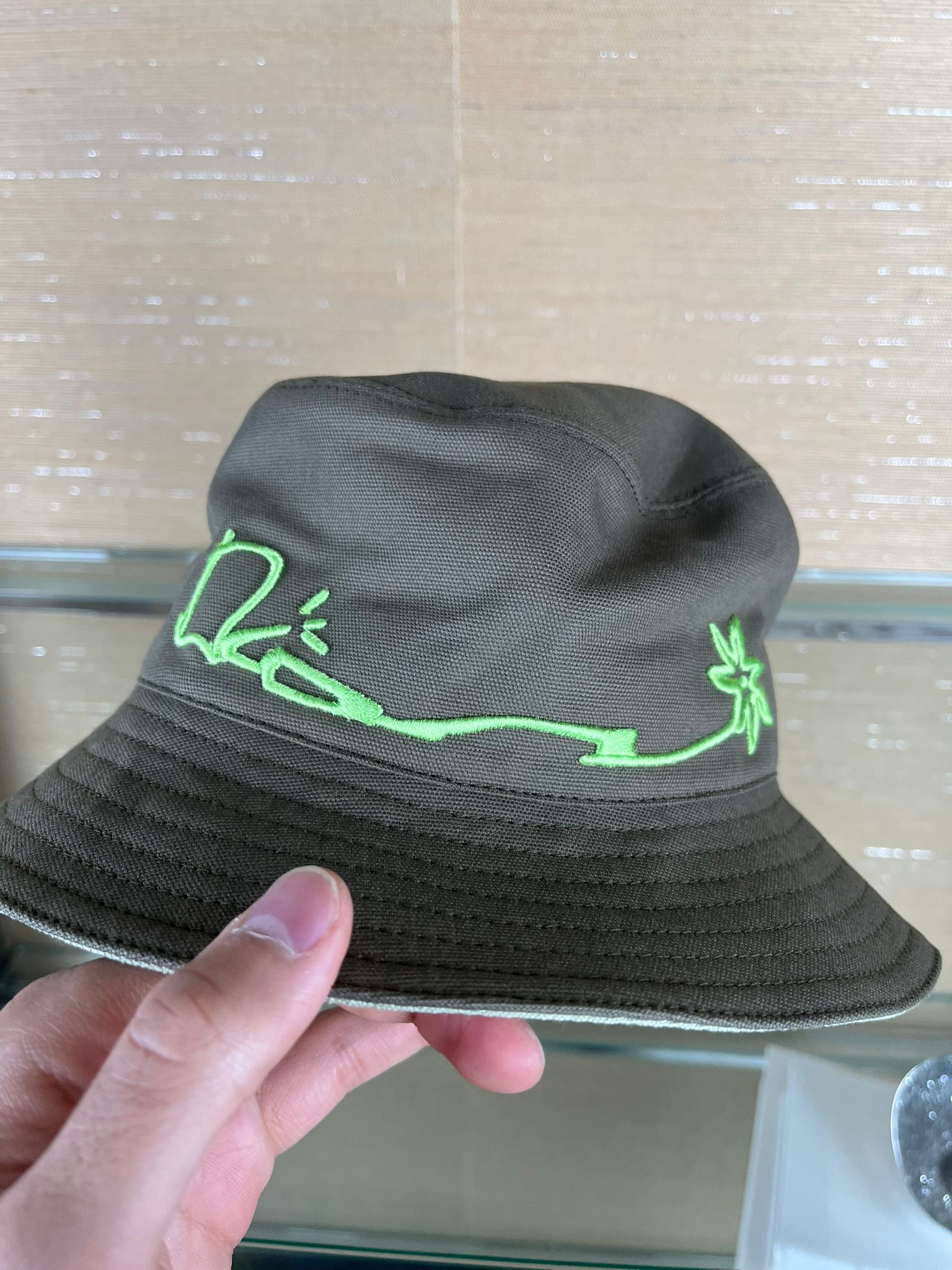 Dior Cactus Dior Embroidered Bucket Hat in Fond Vert Size ONE SIZE - 7 Thumbnail