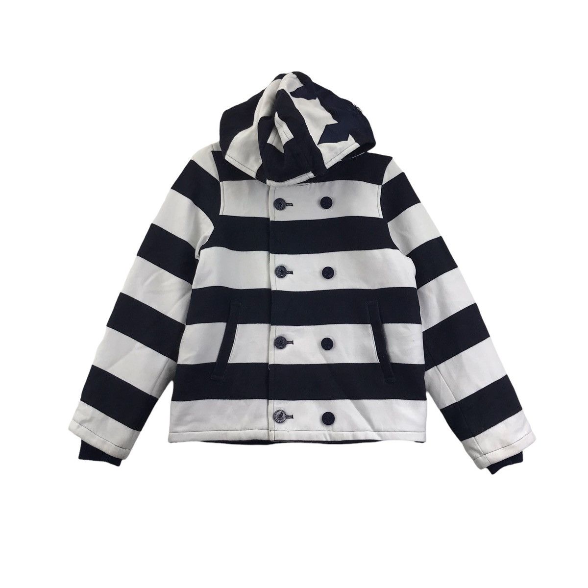 Other RODEO CROWNS Wide Bowl Stripes WhiteBlack Hooded Coat Jacket Size US S / EU 44-46 / 1 - 1 Thumbnail
