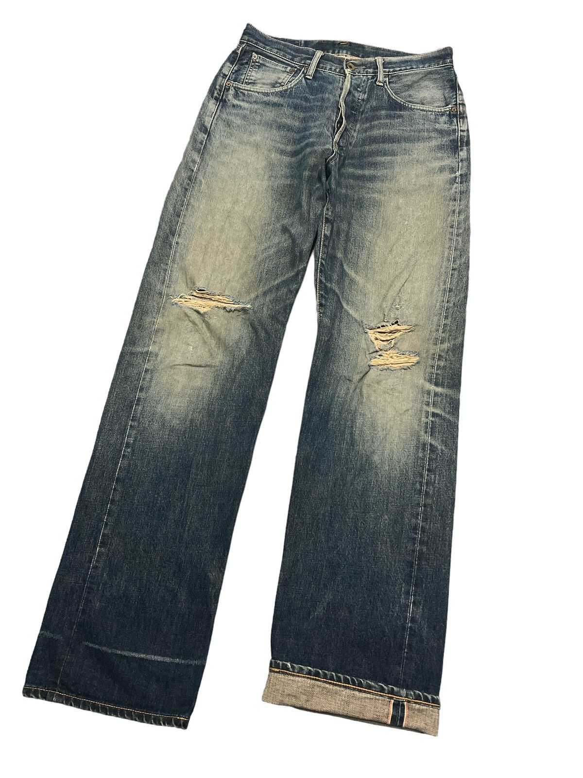 Japanese Brand × Vintage THRASHED💥 EDWIN 505 SALVAGE DISTRESSED DENIM PANT Size US 30 / EU 46 - 5 Thumbnail