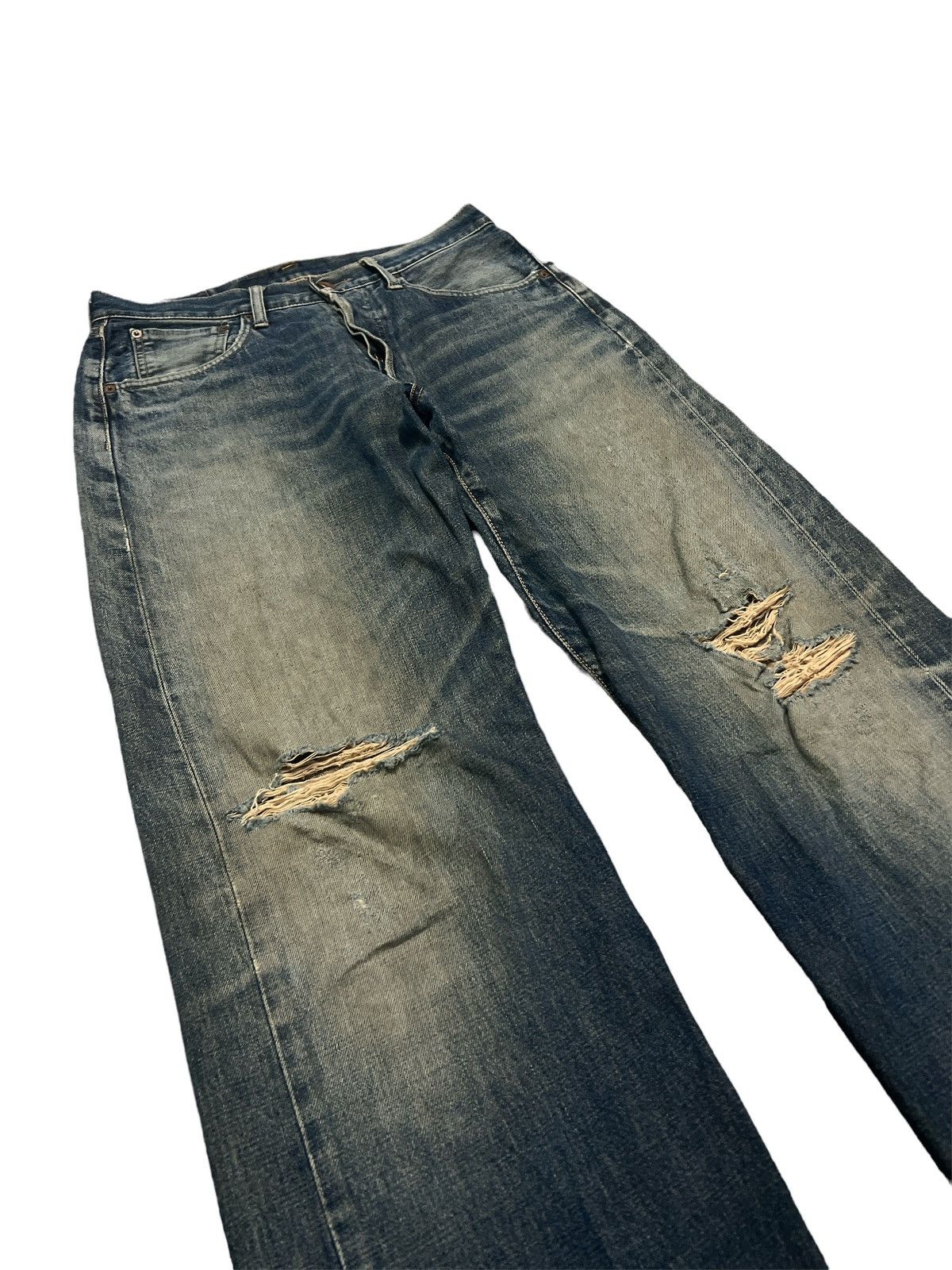 Japanese Brand × Vintage THRASHED💥 EDWIN 505 SALVAGE DISTRESSED DENIM PANT Size US 30 / EU 46 - 6 Thumbnail