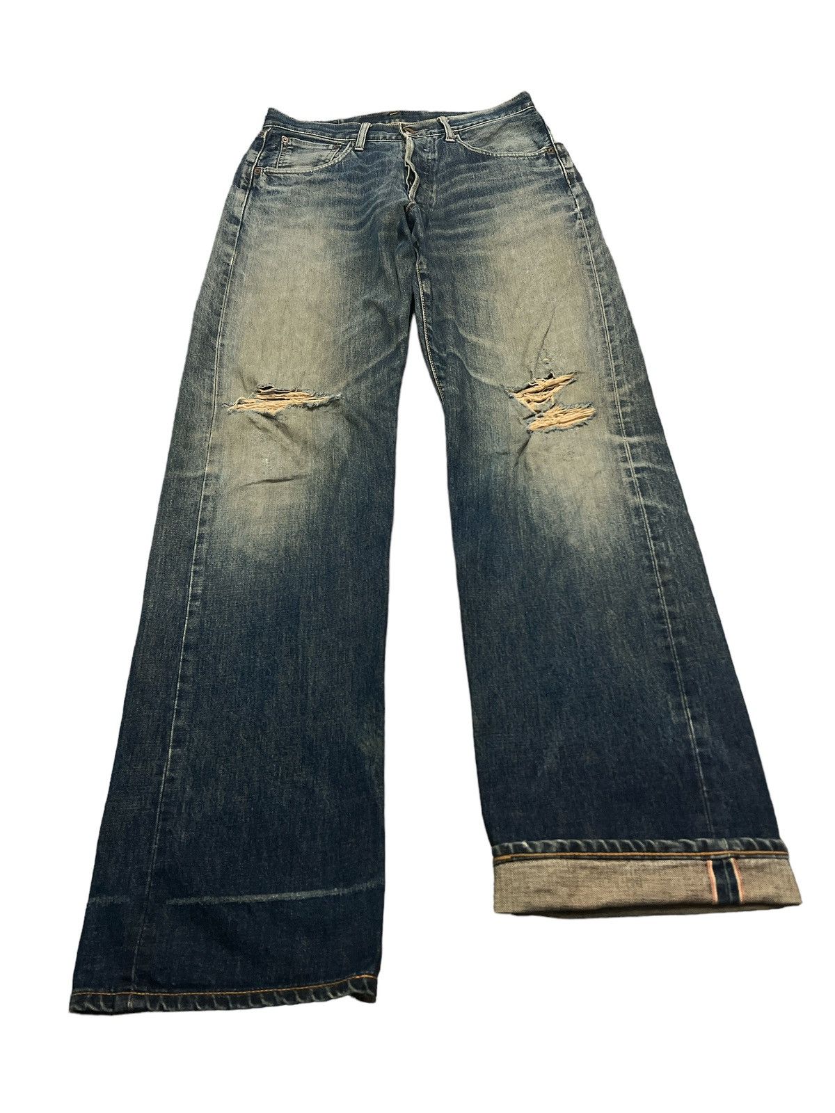 Japanese Brand × Vintage THRASHED💥 EDWIN 505 SALVAGE DISTRESSED DENIM PANT Size US 30 / EU 46 - 4 Thumbnail