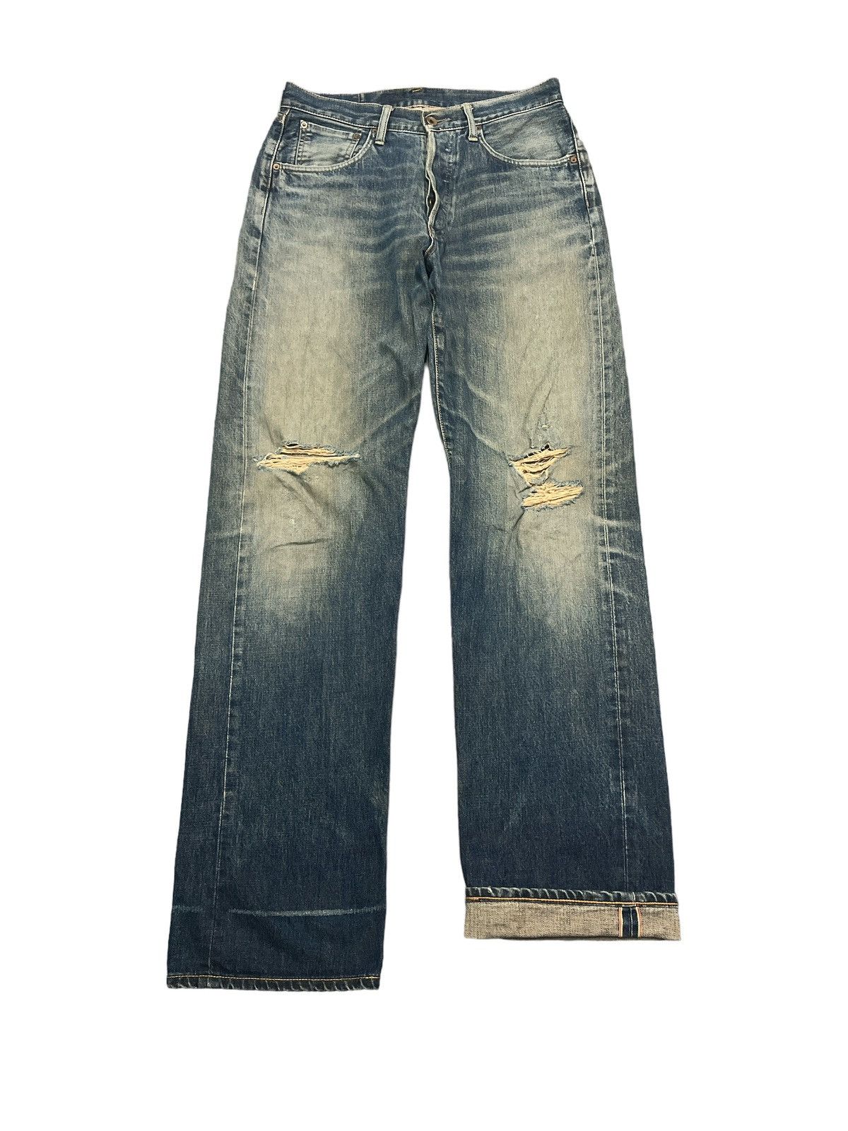 Japanese Brand × Vintage THRASHED💥 EDWIN 505 SALVAGE DISTRESSED DENIM PANT Size US 30 / EU 46 - 1 Thumbnail