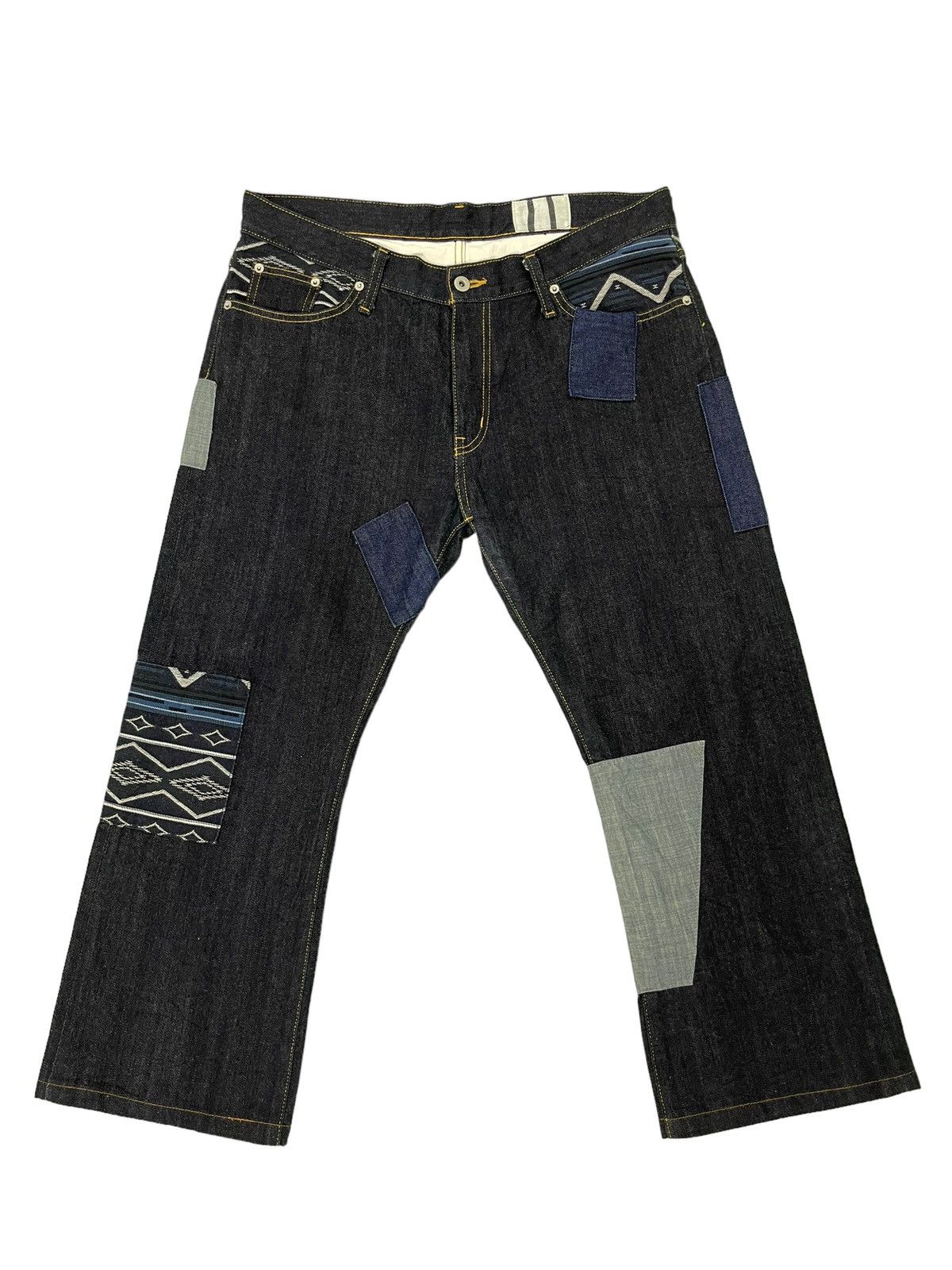 Japanese Brand Regular Jeans Earthly Cord Patchwork Denim Native Cropp 13🟦 Size US 36 / EU 52 - 9 Thumbnail