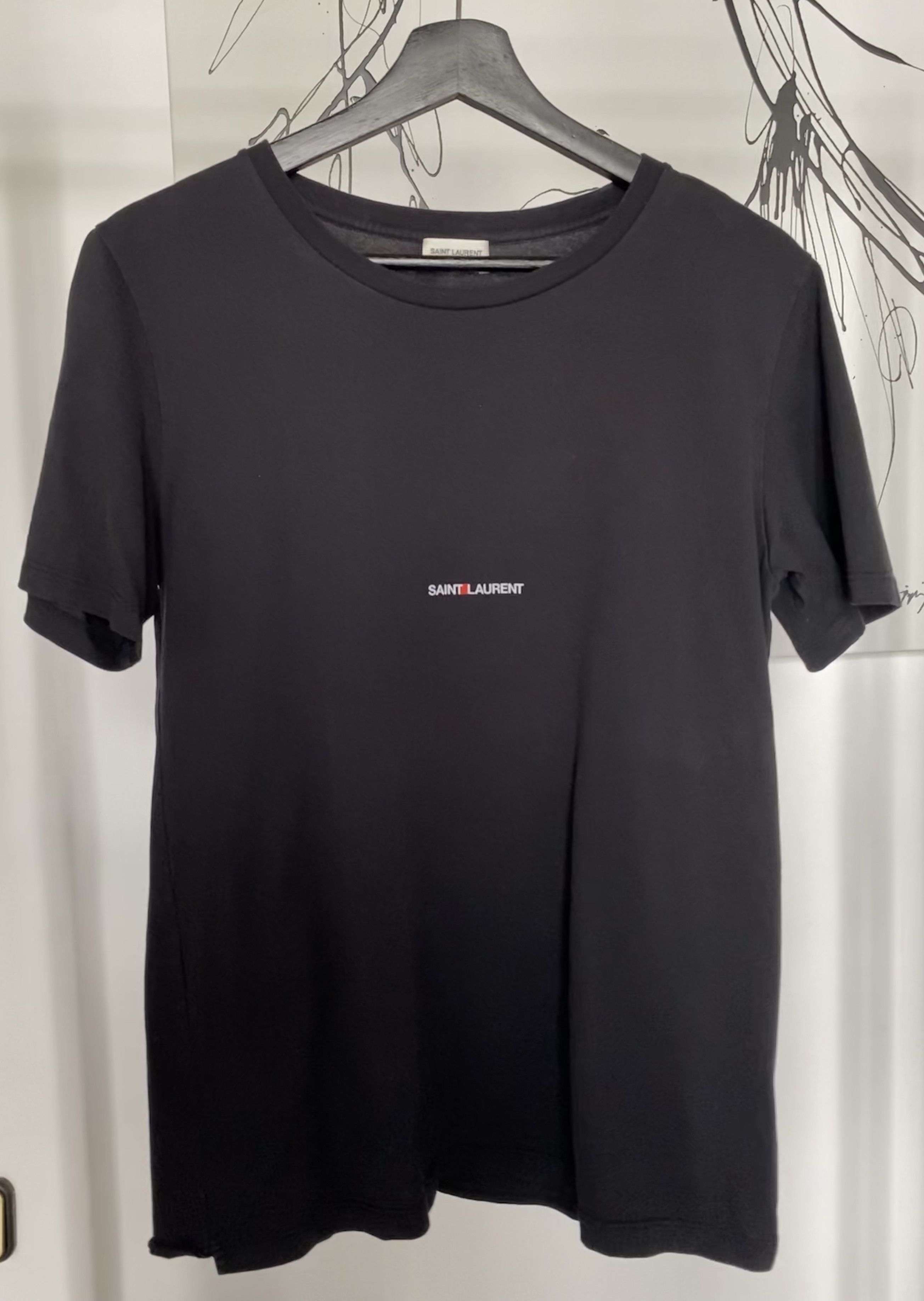 ★Saint Laurent★ Rive Gauche Short Sleeve T-Shirt Black 464 Saint Laurent Paris Saint Laurent Rive gauche logo t shirt