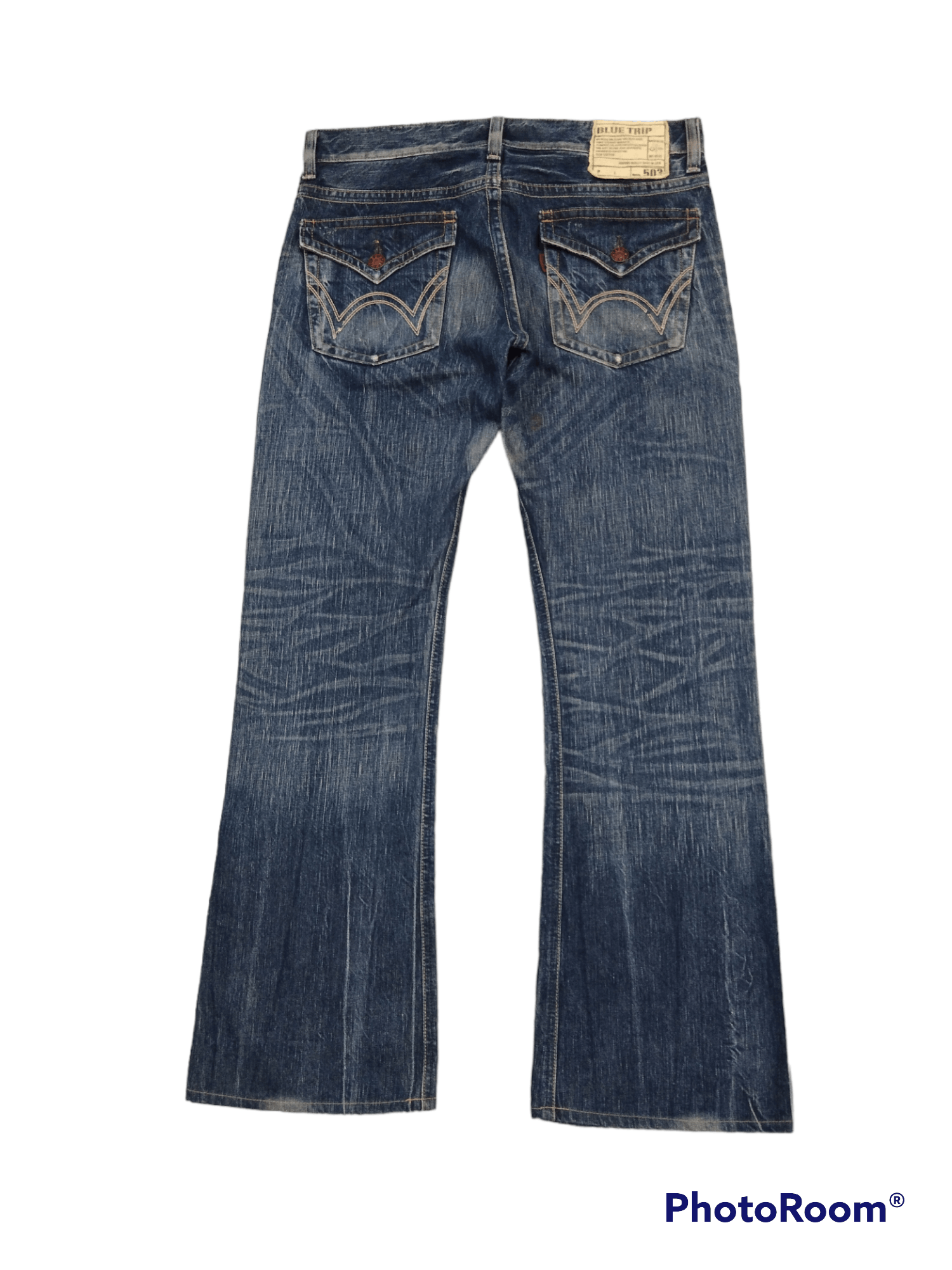Edwin FLARE🔥WASHED BLUE EDWIN BLUE TRIP DENIM PANTS Size US 34 / EU 50 - 2 Thumbnail