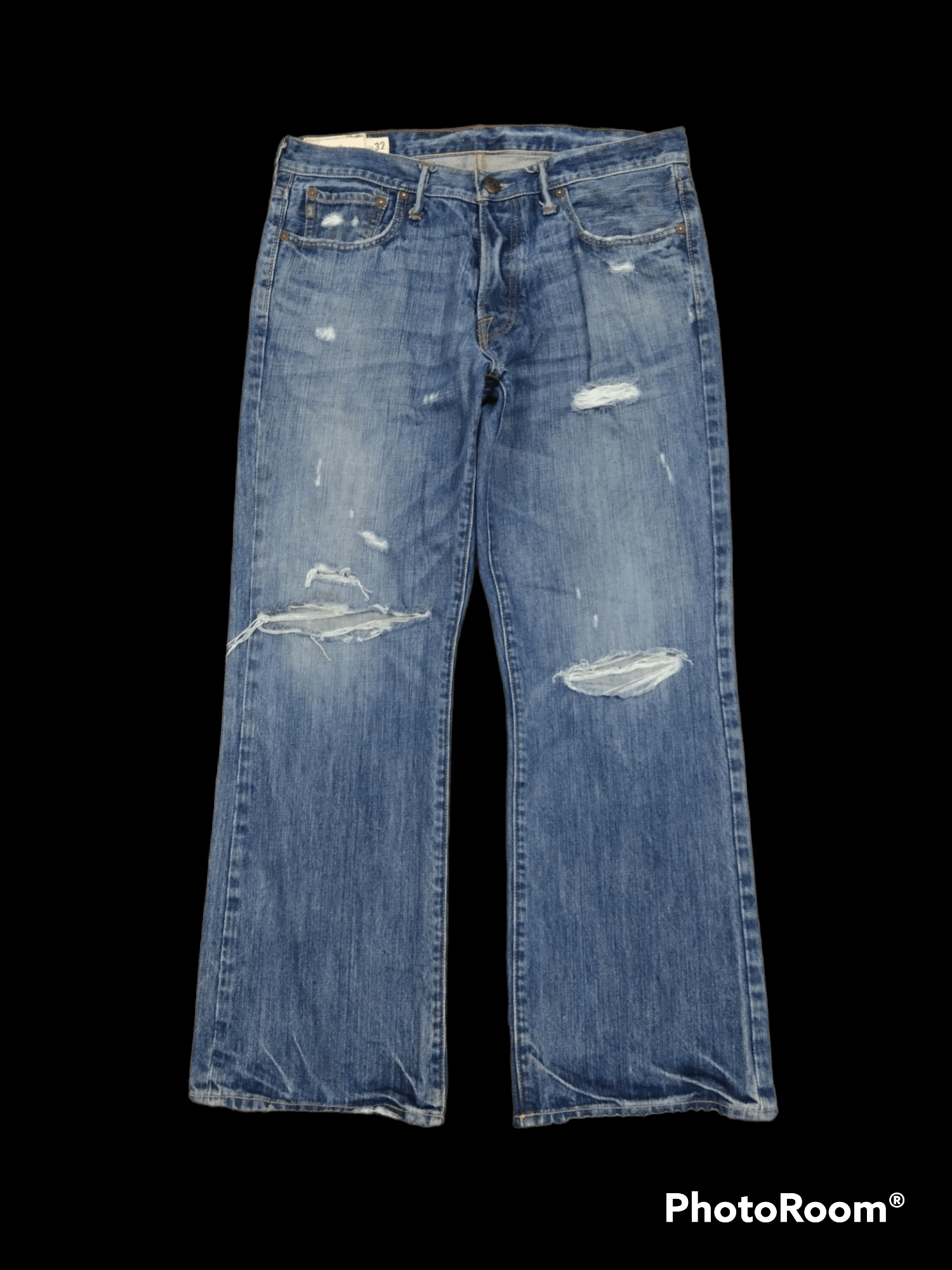 Abercrombie & Fitch FLARE🔥THRASHED ABERCROMBIE DENIM PANTS Size US 33 - 2 Thumbnail