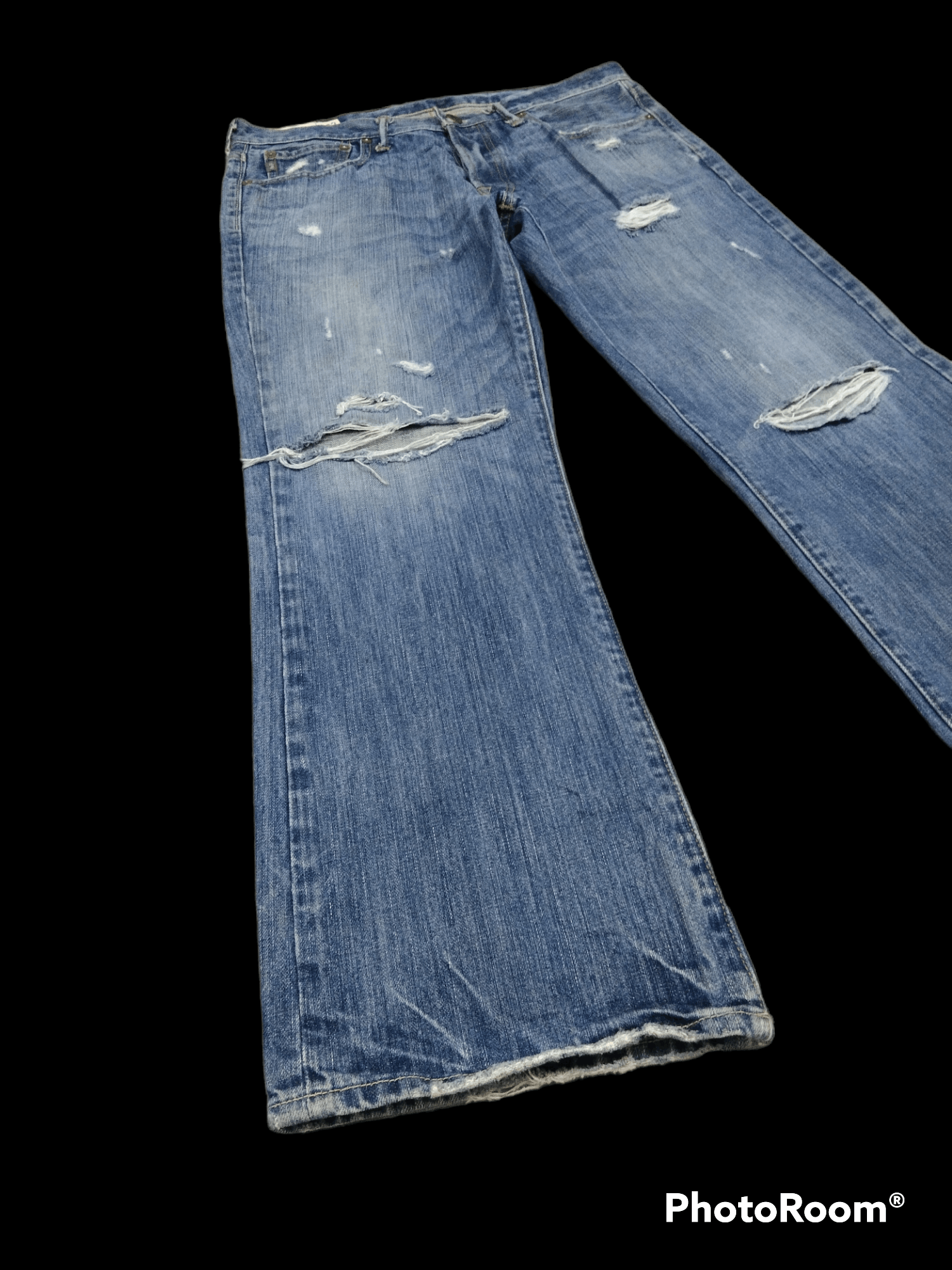 Abercrombie & Fitch FLARE🔥THRASHED ABERCROMBIE DENIM PANTS Size US 33 - 1 Thumbnail
