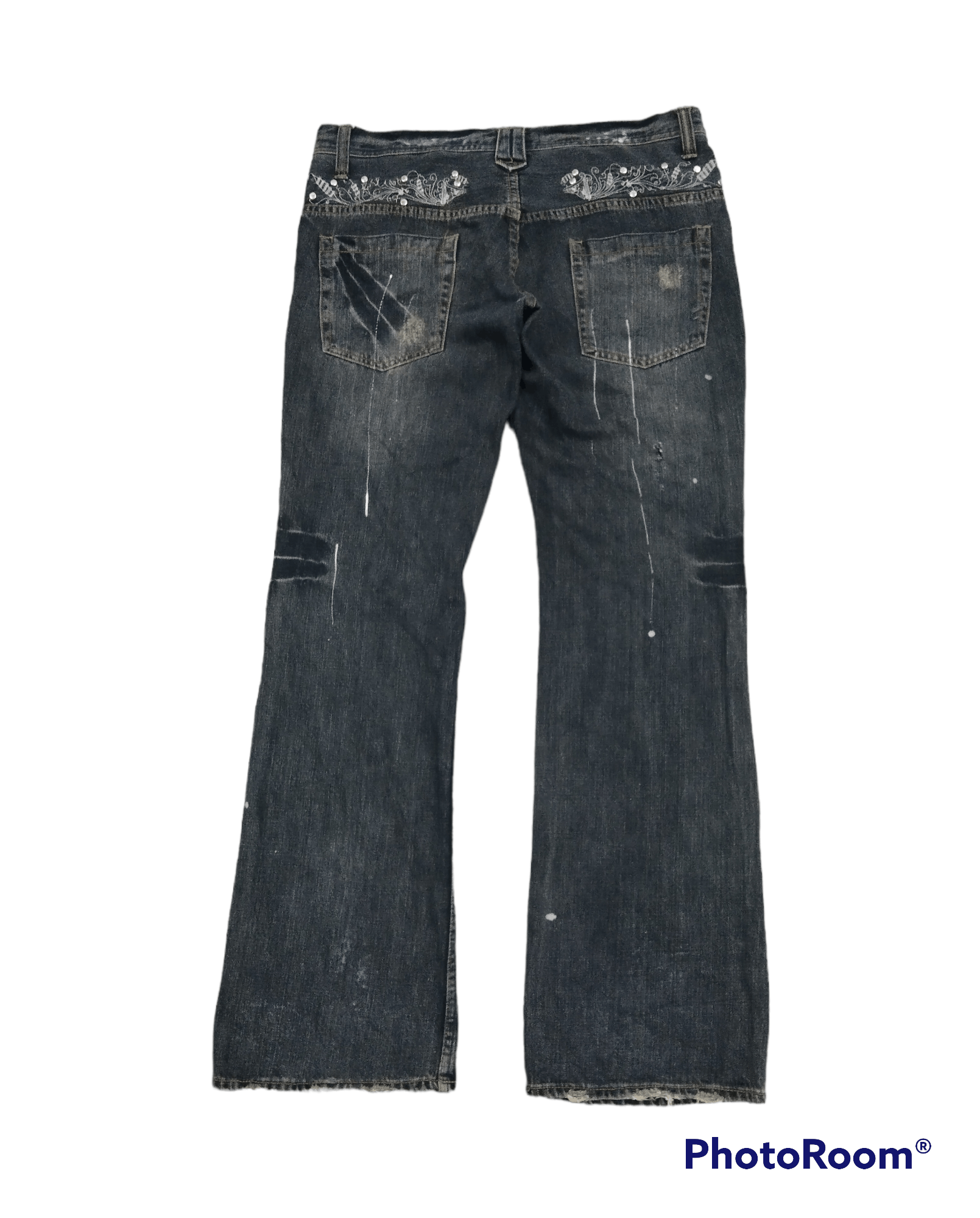 Japanese Brand FLARE LOW RISE🔥SUPER SICK ROOT THREE DENIM PANTS Size US 33 - 3 Thumbnail