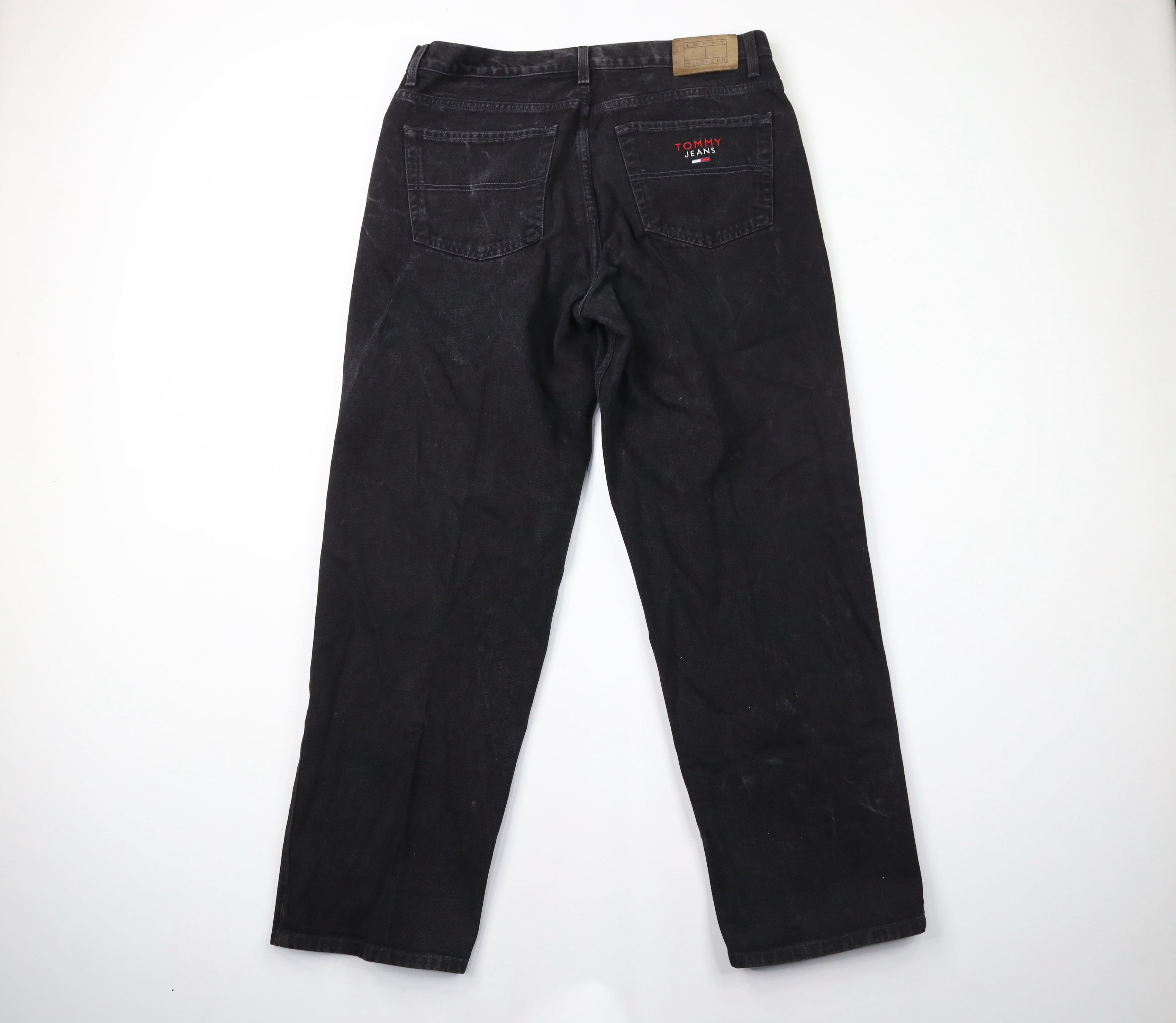 Tommy Hilfiger × Vintage Vintage 90s Tommy Hilfiger Baggy Wide Leg Denim Jeans Black Size US 38 / EU 54 - 7 Thumbnail