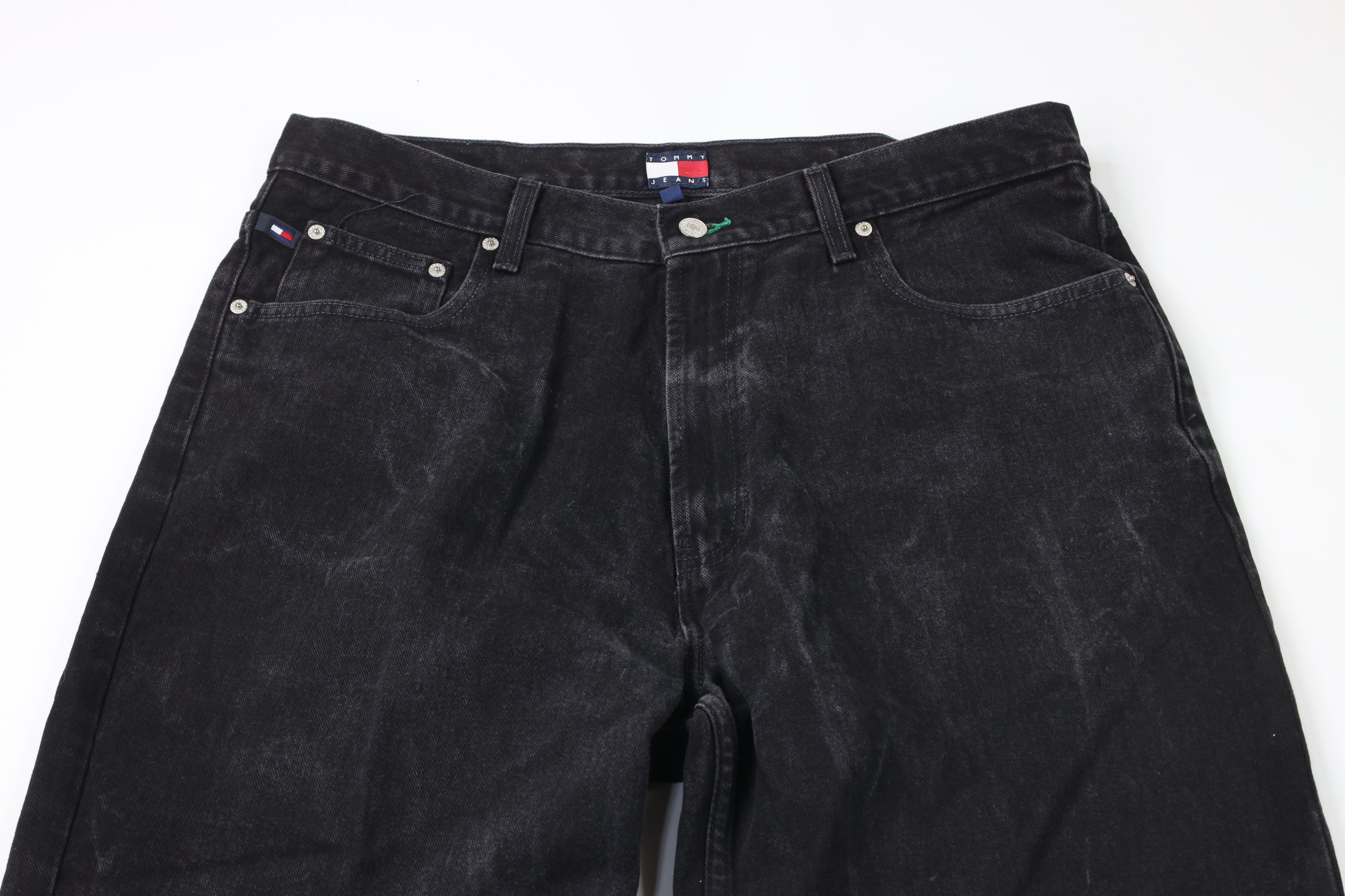 Tommy Hilfiger × Vintage Vintage 90s Tommy Hilfiger Baggy Wide Leg Denim Jeans Black Size US 38 / EU 54 - 2 Thumbnail