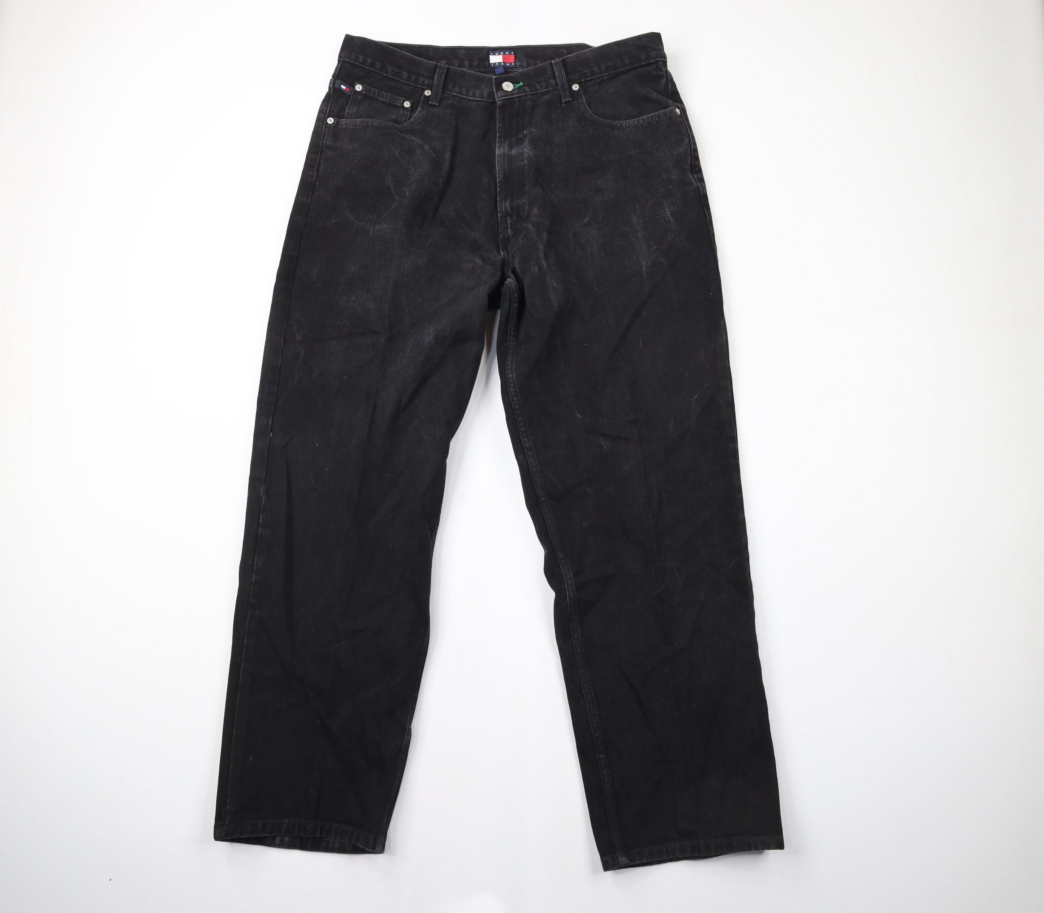 Tommy Hilfiger × Vintage Vintage 90s Tommy Hilfiger Baggy Wide Leg Denim Jeans Black Size US 38 / EU 54 - 1 Thumbnail