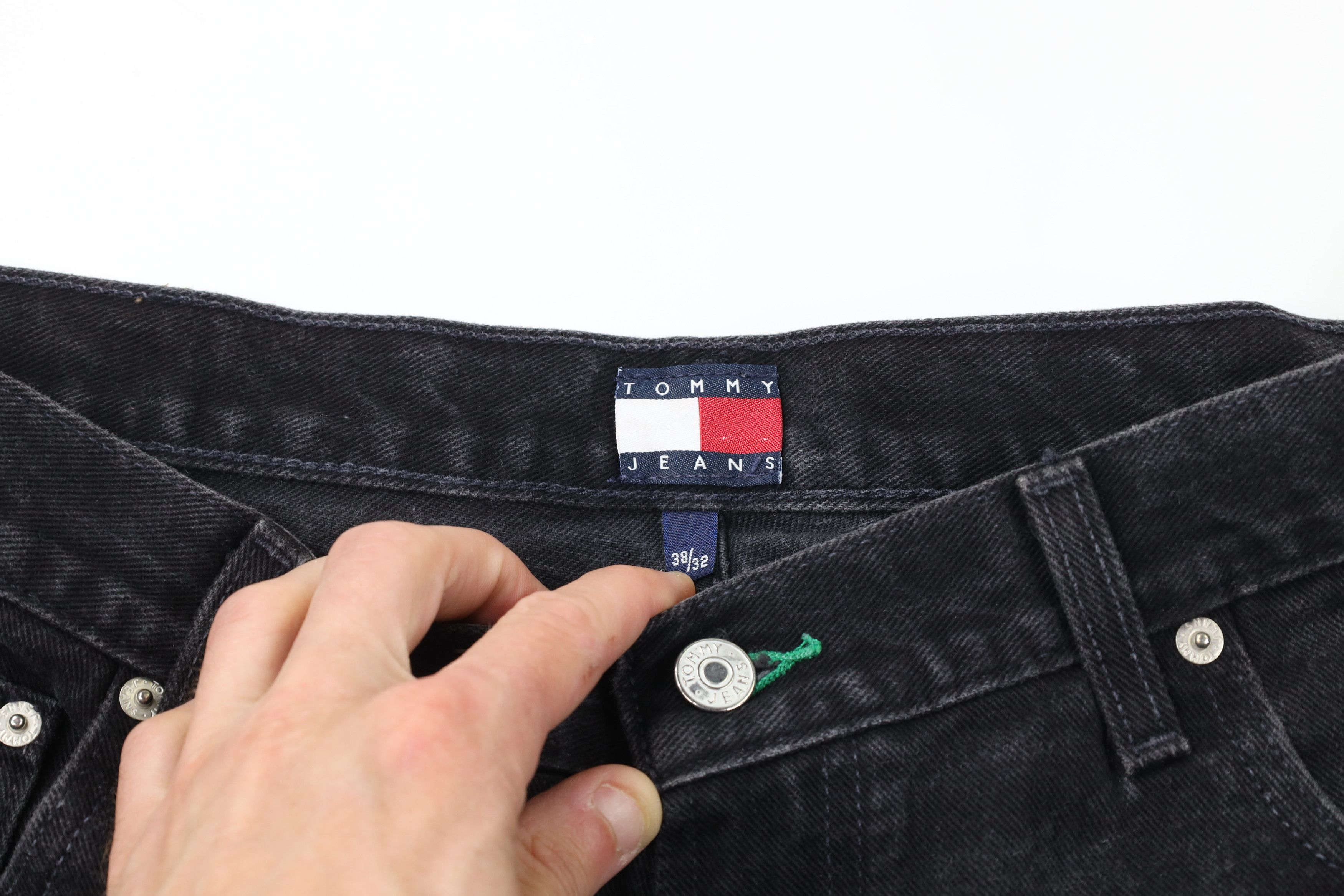 Tommy Hilfiger × Vintage Vintage 90s Tommy Hilfiger Baggy Wide Leg Denim Jeans Black Size US 38 / EU 54 - 6 Thumbnail