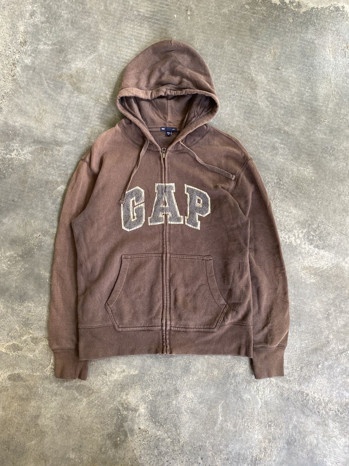 Gap × Kanye West × Vintage Vtg Y2K GAP brown zipper hoodie embroidered travis scott Size US M / EU 48-50 / 2 - 3 Thumbnail