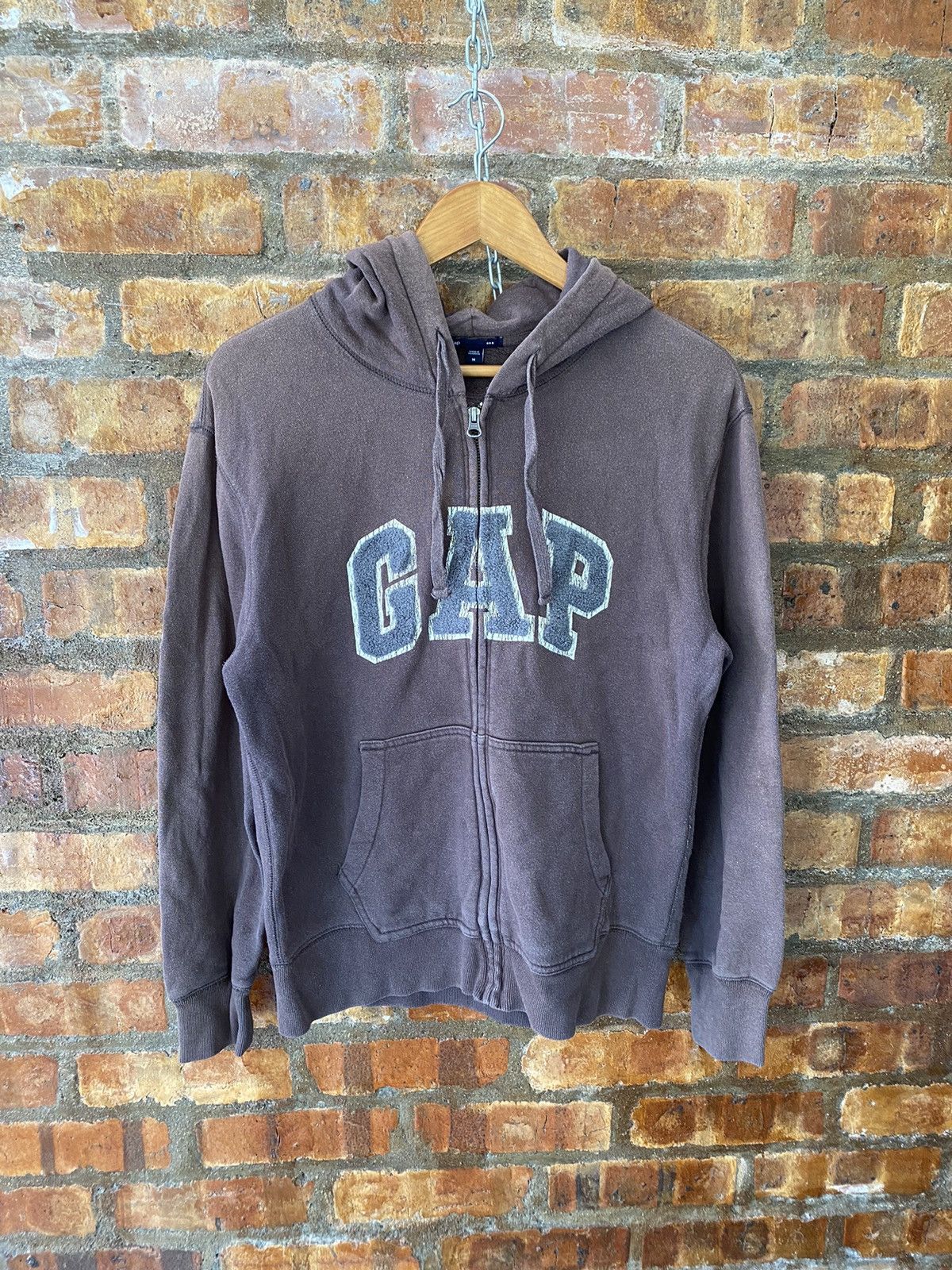 Gap × Kanye West × Vintage Vtg Y2K GAP brown zipper hoodie embroidered travis scott Size US M / EU 48-50 / 2 - 4 Thumbnail