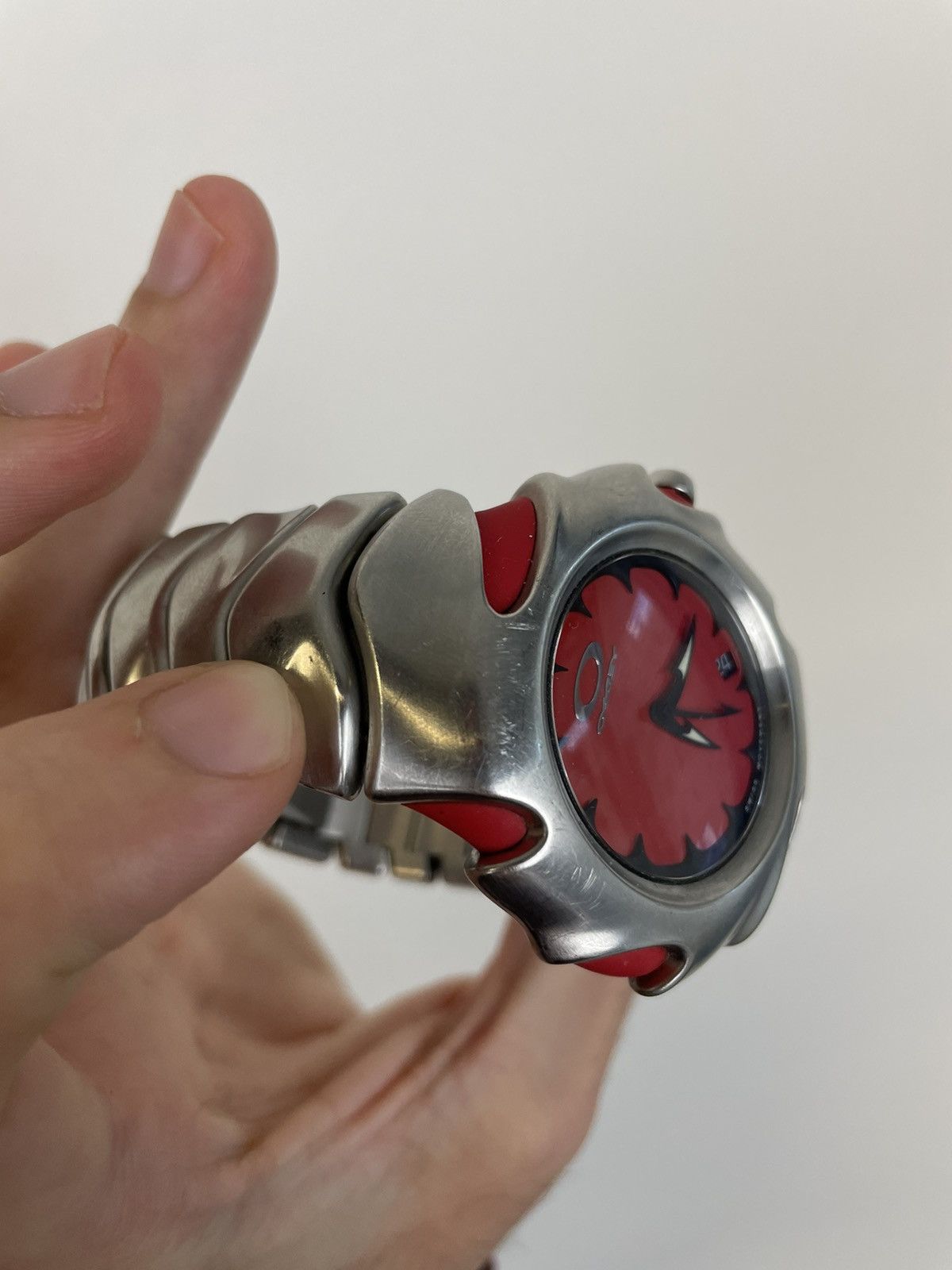 Oakley 2006 Oakley Blade Brushed Stainless Steel Red Dial