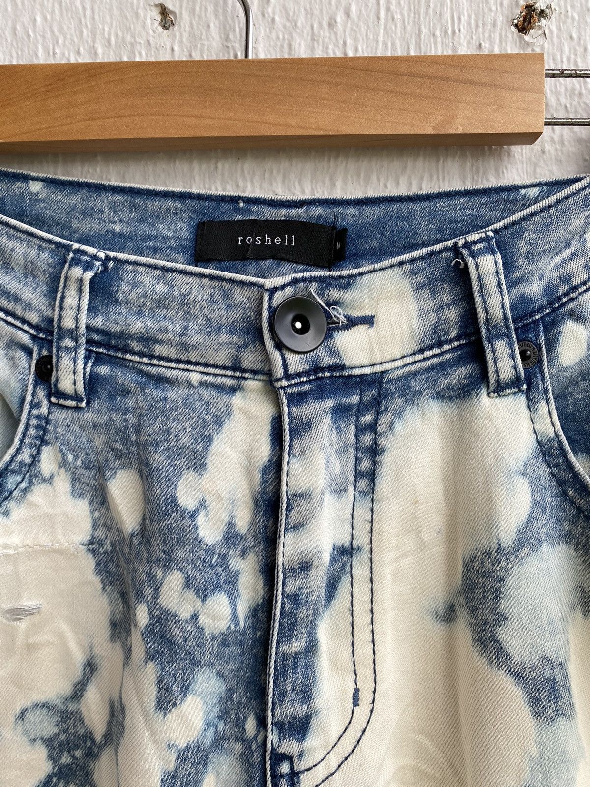 Japanese Brand Roshell Japan Acid Wash Bracelet Embroidery Punk Style Jeans Size US 31 - 3 Thumbnail