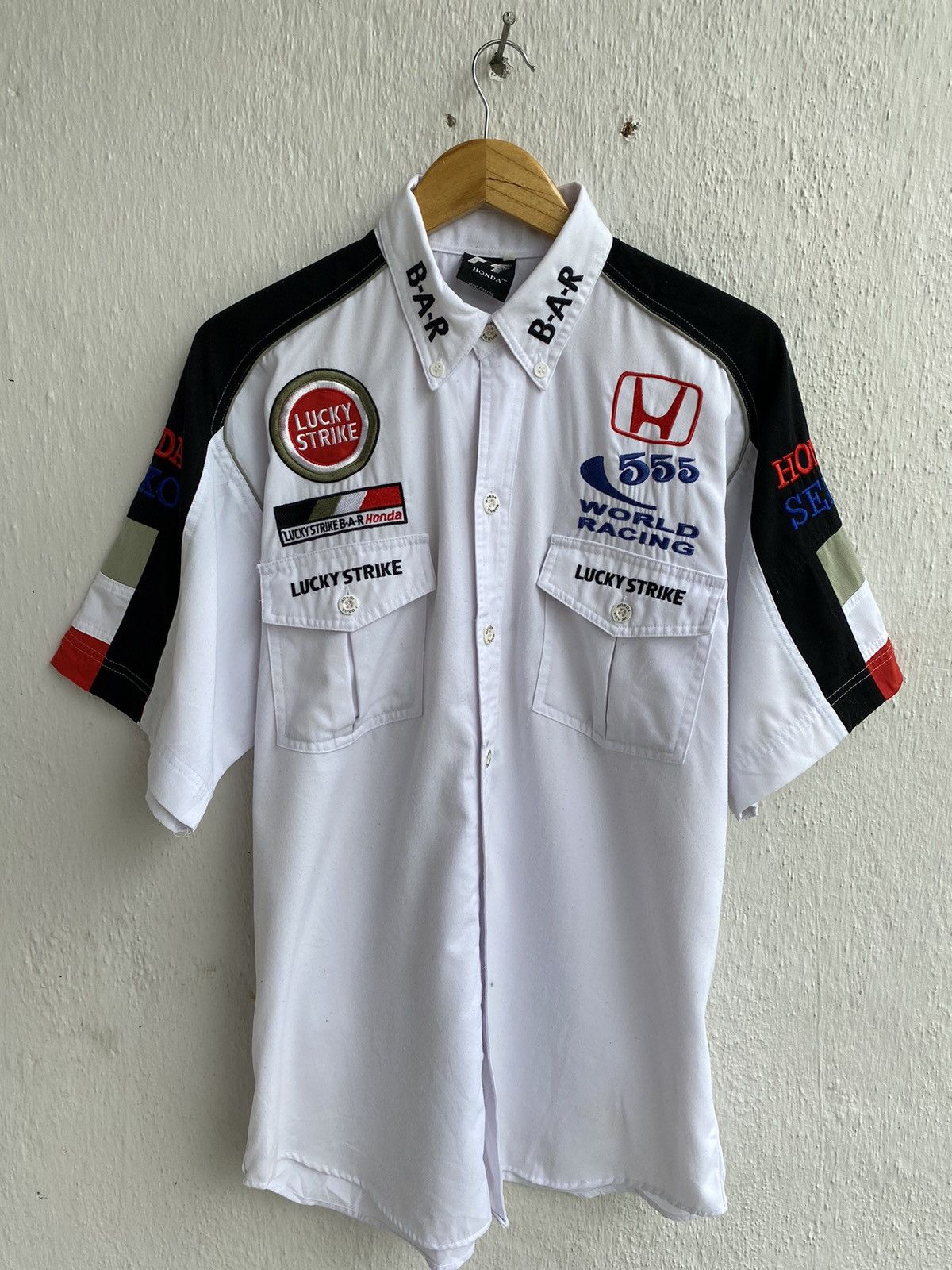 【激レア】HONDAレーシング ラッキーストライク レーシングシャツ Honda × Japanese Brand Big Logo F1 HONDA Lucky Strike Crew Short