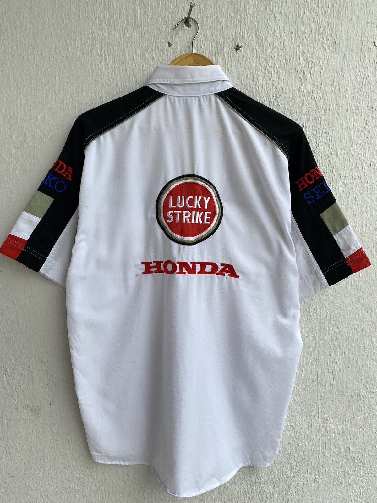 Honda × Japanese Brand Big Logo F1 HONDA Lucky Strike Crew Short Sleeve Work Shirt Size US XL / EU 56 / 4 - 9 Thumbnail