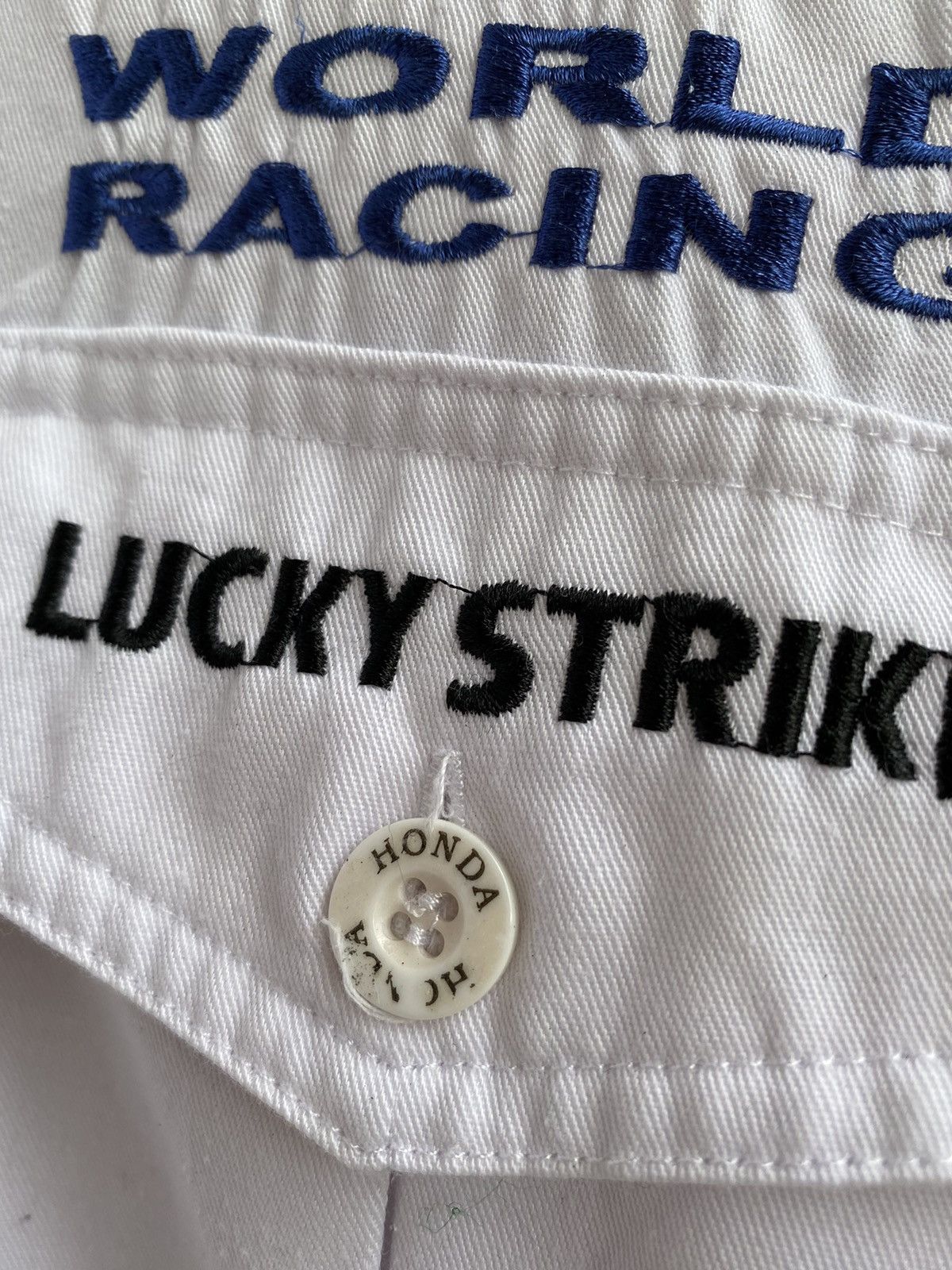 Honda × Japanese Brand Big Logo F1 HONDA Lucky Strike Crew Short Sleeve Work Shirt Size US XL / EU 56 / 4 - 8 Thumbnail