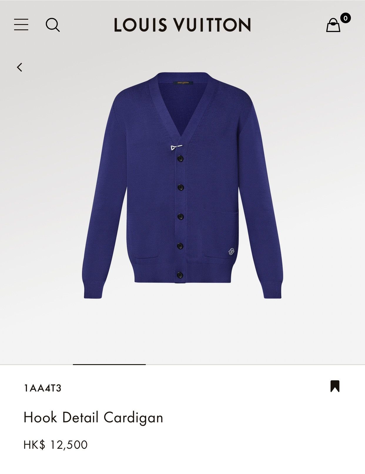 Louis Vuitton blue hook detail cardigan M