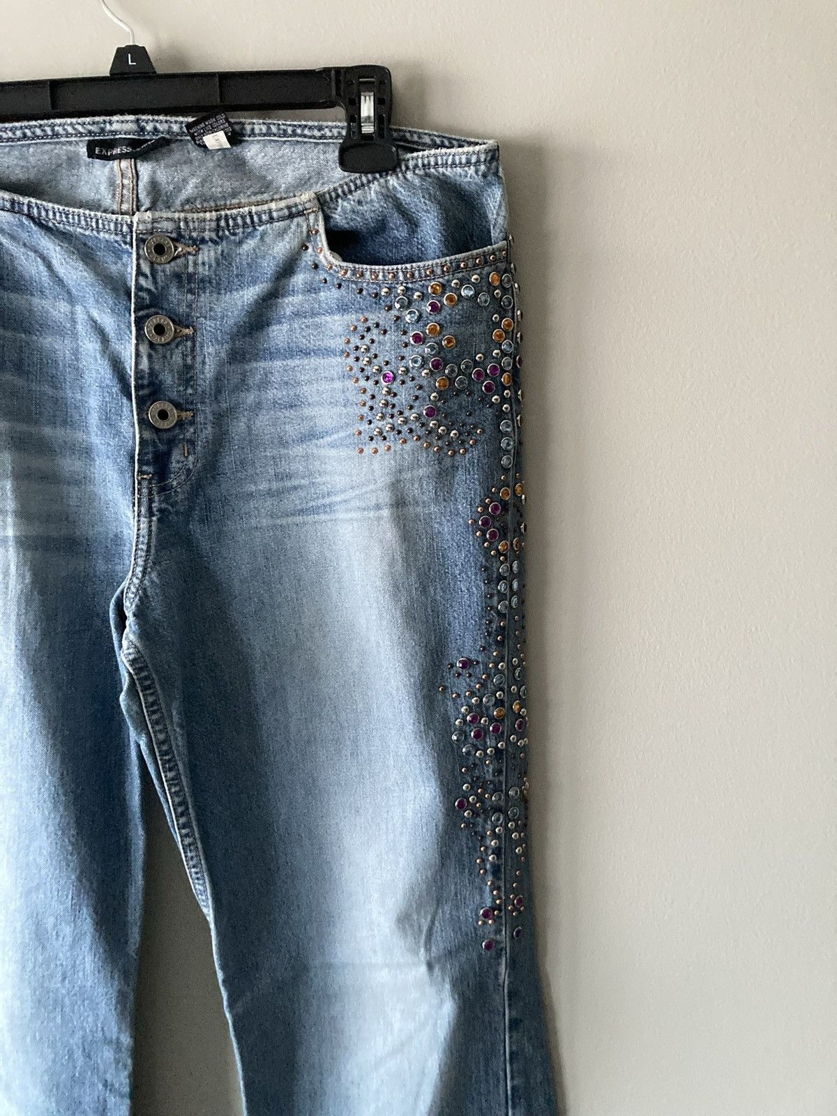 Express × Vintage VINTAGE Y2K LOW RISE EXPRESS BEDAZZLED JEANS | Grailed