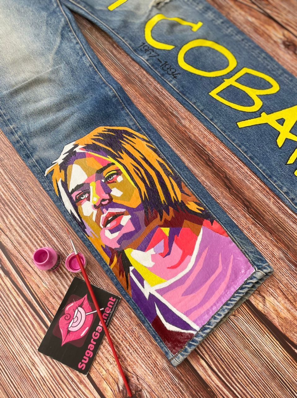 Levi's Levis 501 Jeans KURT COBAIN Painting Size US 29 - 2 Thumbnail