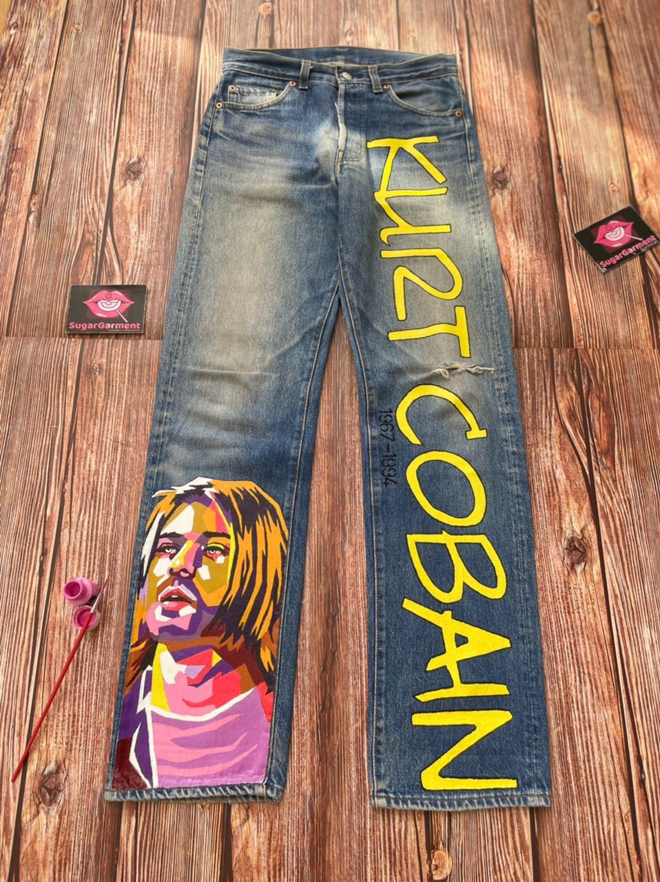 Levis 501 Jeans KURT COBAIN Painting