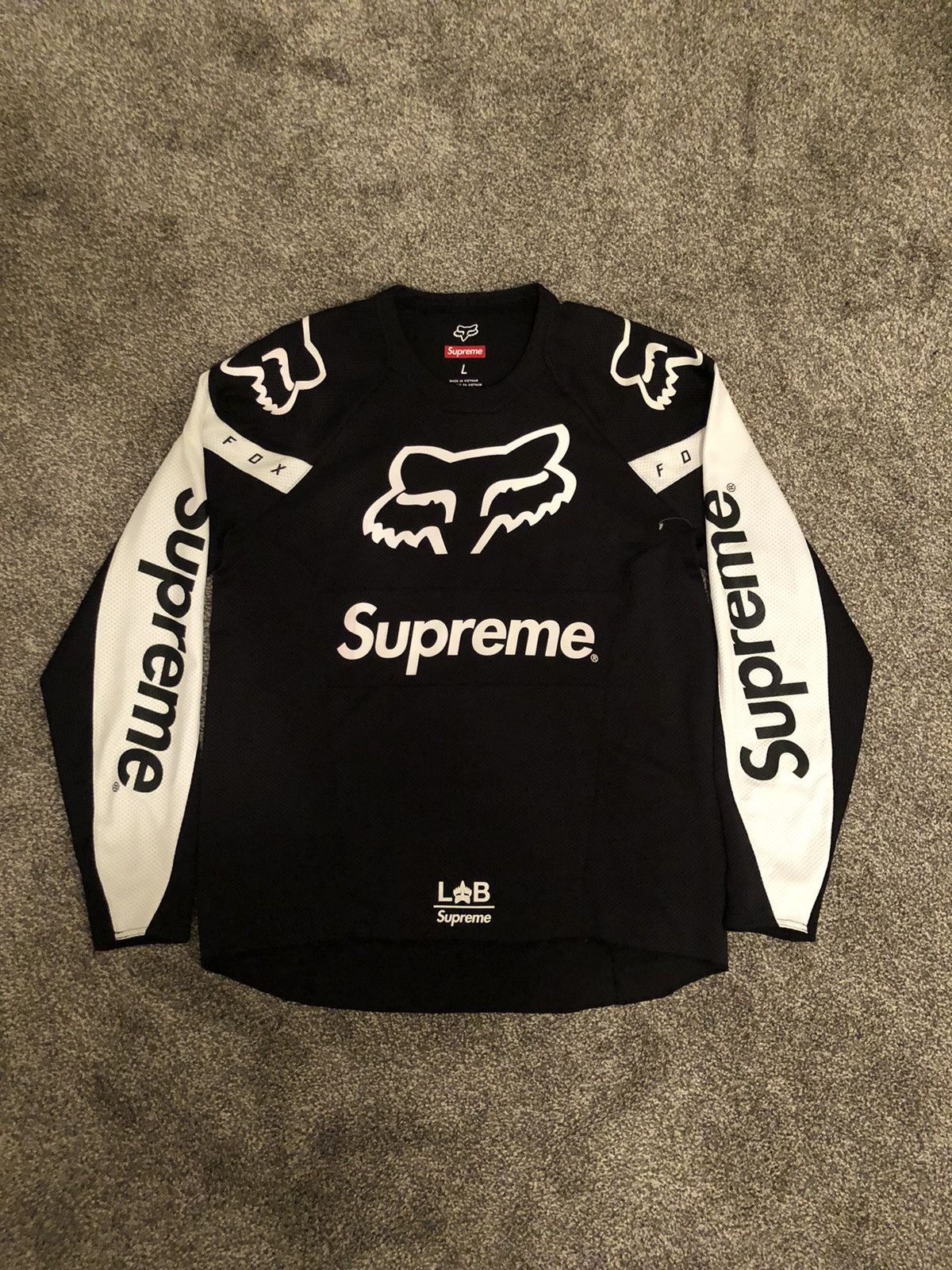 Pre-owned Fox Racing X Supreme Fox Racing Moto Jersey (l) In Black