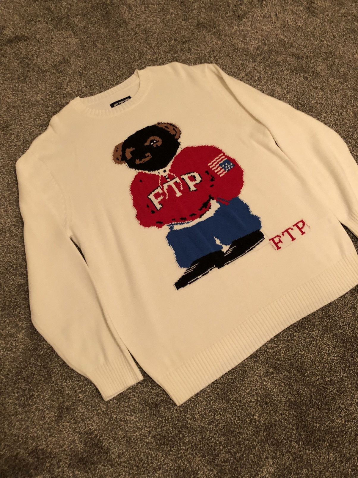 Fuck The Population FTP Polo Bear Knit Sweater (L) Size US L / EU 52-54 / 3 - 2 Thumbnail