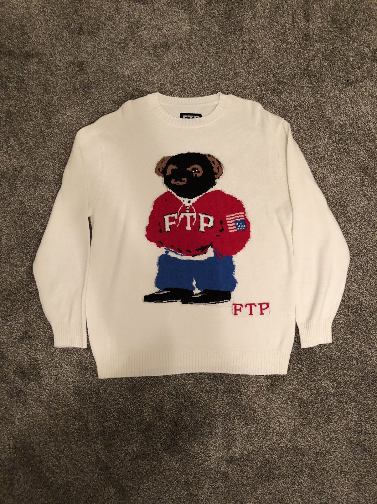 Fuck The Population FTP Polo Bear Knit Sweater (L) Size US L / EU 52-54 / 3 - 1 Thumbnail