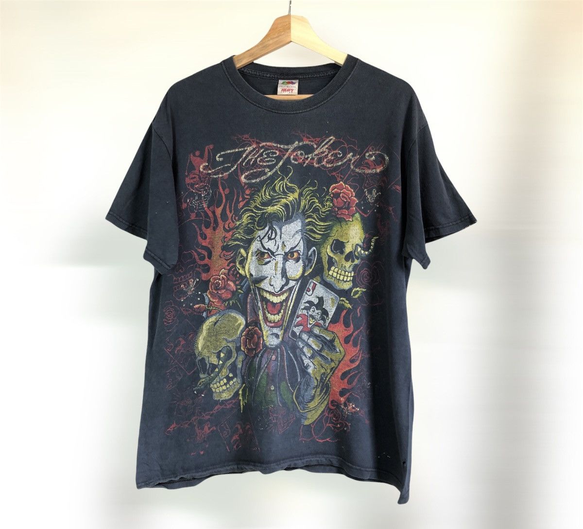 Rare! Vintage Joker Skull Flame Fades Fullprint Tshirt
