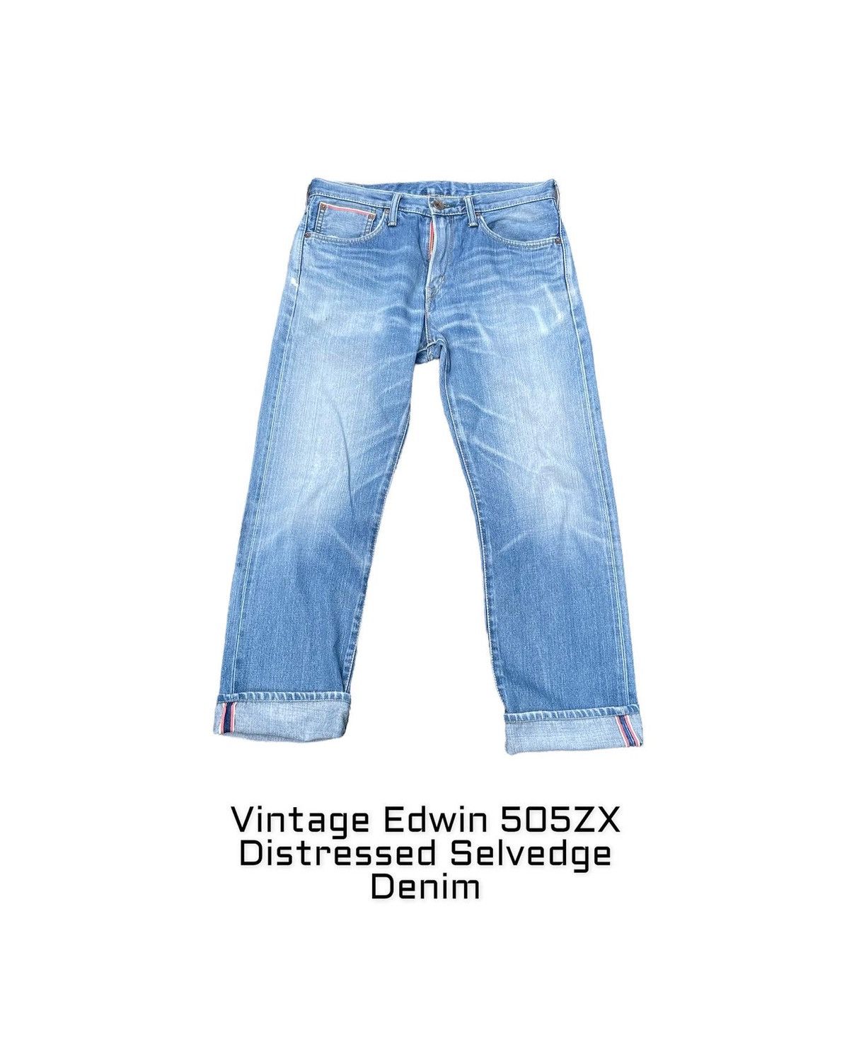 Edwin × Vintage Vintage Edwin 505ZX Aging Distressed Denim Size US 33 - 1 Thumbnail