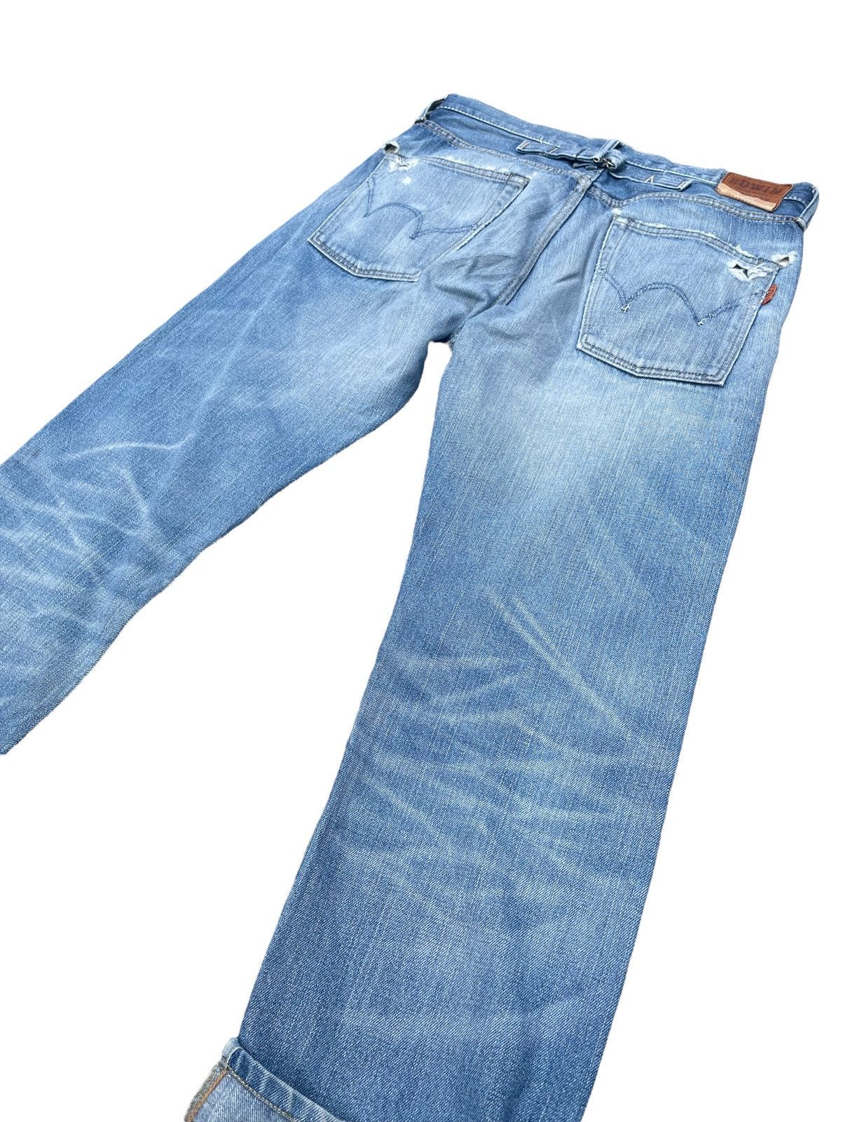 Edwin × Vintage Vintage Edwin 505ZX Aging Distressed Denim Size US 33 - 14 Thumbnail
