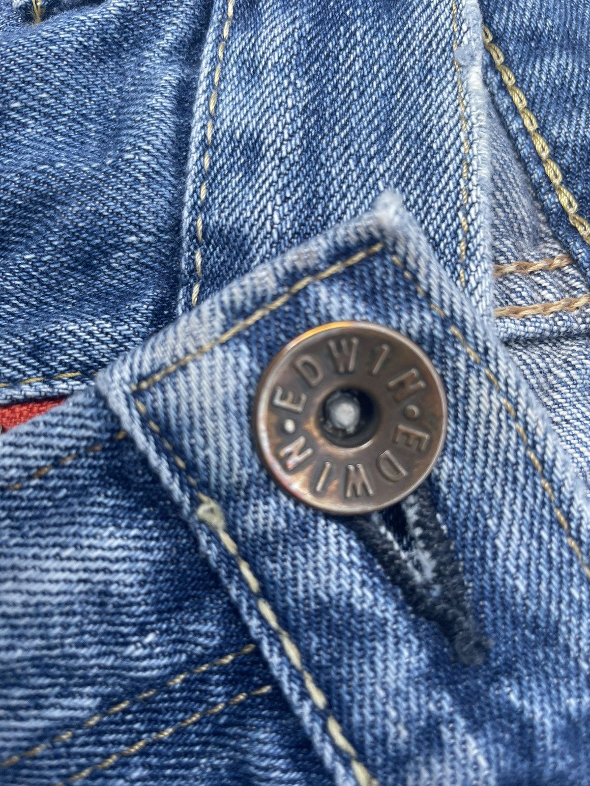 Edwin × Vintage Vintage Edwin 505ZX Aging Distressed Denim Size US 33 - 23 Thumbnail