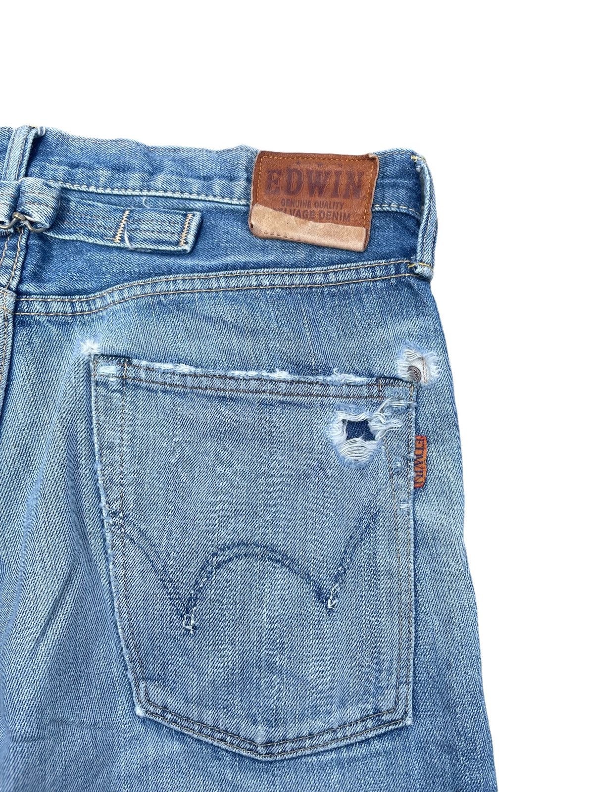 Edwin × Vintage Vintage Edwin 505ZX Aging Distressed Denim Size US 33 - 17 Thumbnail