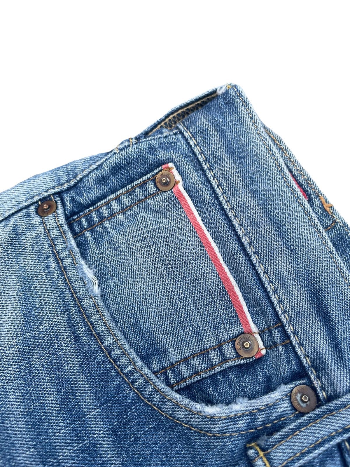 Edwin × Vintage Vintage Edwin 505ZX Aging Distressed Denim Size US 33 - 12 Thumbnail