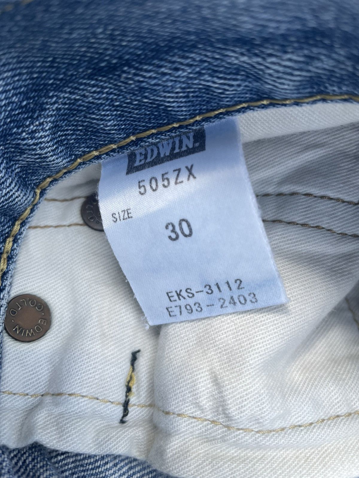 Edwin × Vintage Vintage Edwin 505ZX Aging Distressed Denim Size US 33 - 22 Thumbnail