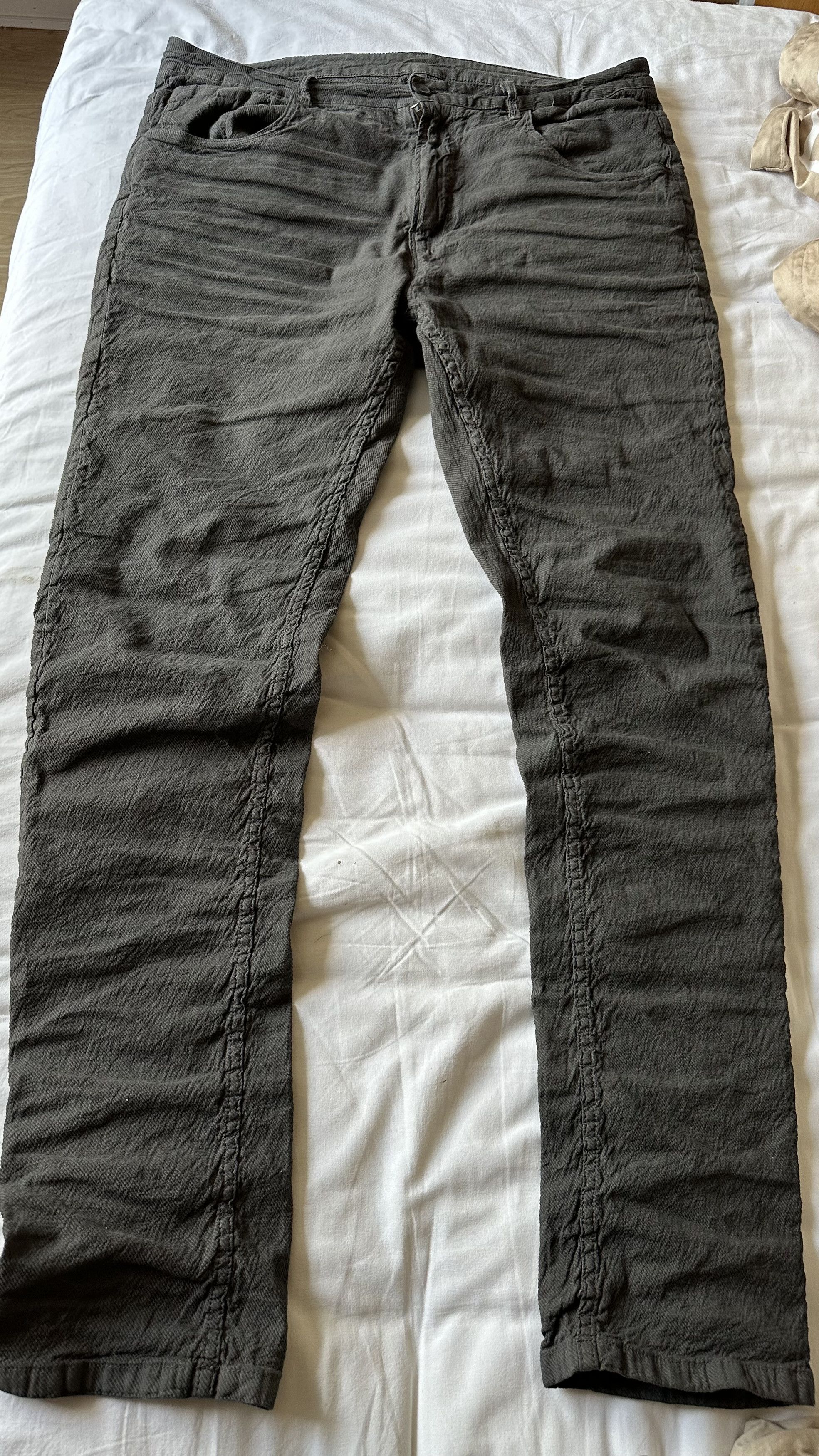 image of Poeme Bohemien Slim Fit Pants Metal Thread in Green/Brown, Men's (Size 36)