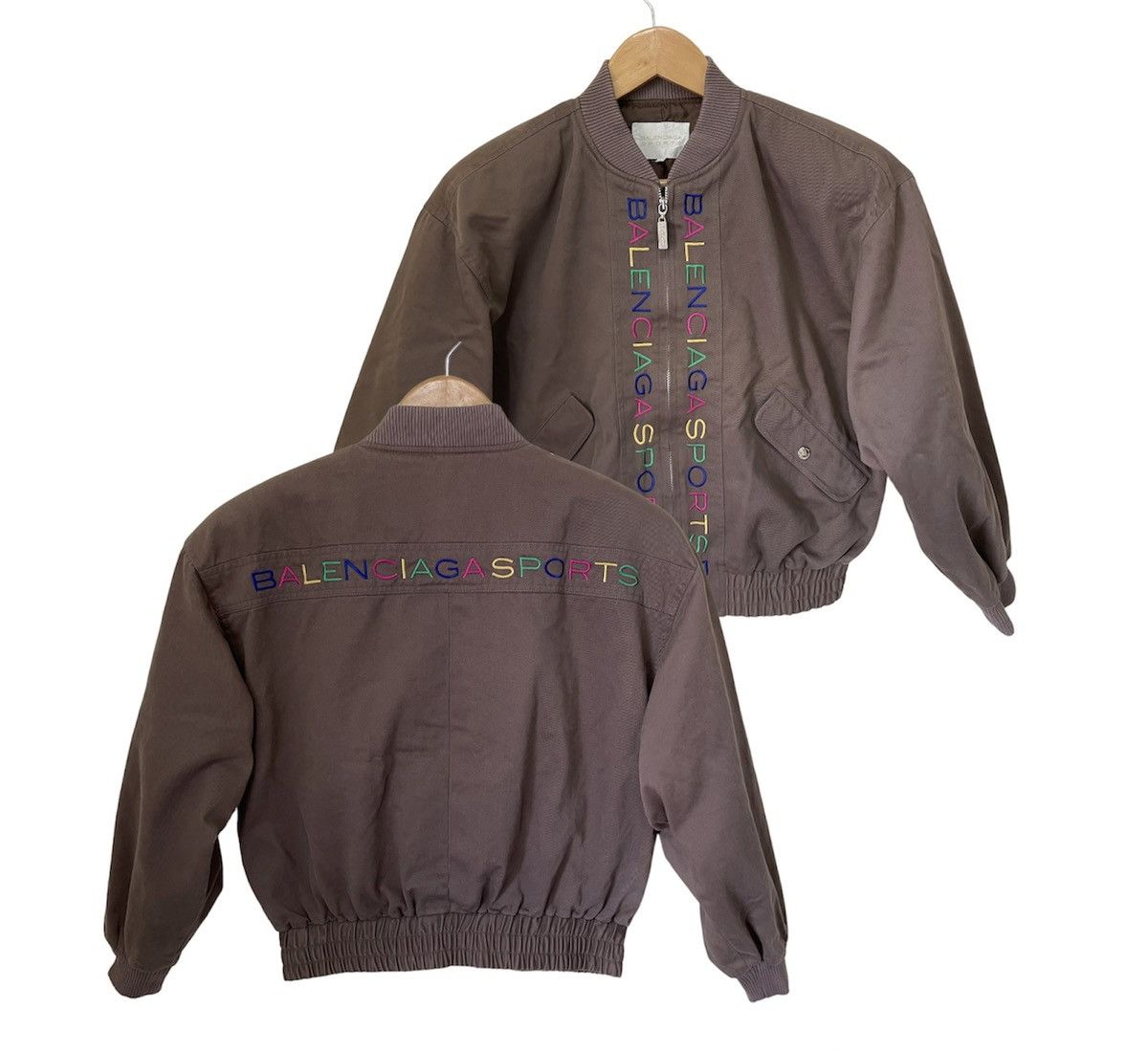 image of Balenciaga Sport Multicolour Bomber Jacket in Brown, Men's (Size Medium)