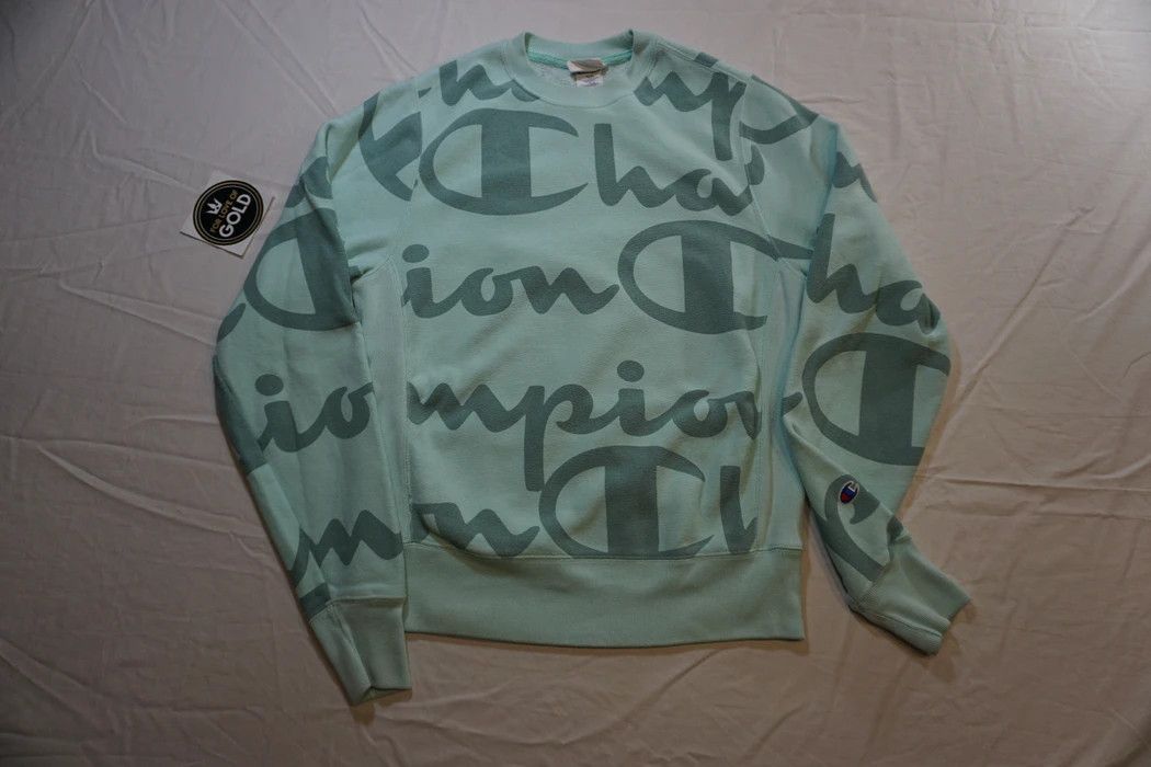 Champion Champion reverse weave crewneck sweater teal blue big logo Size US S / EU 44-46 / 1 - 2 Thumbnail