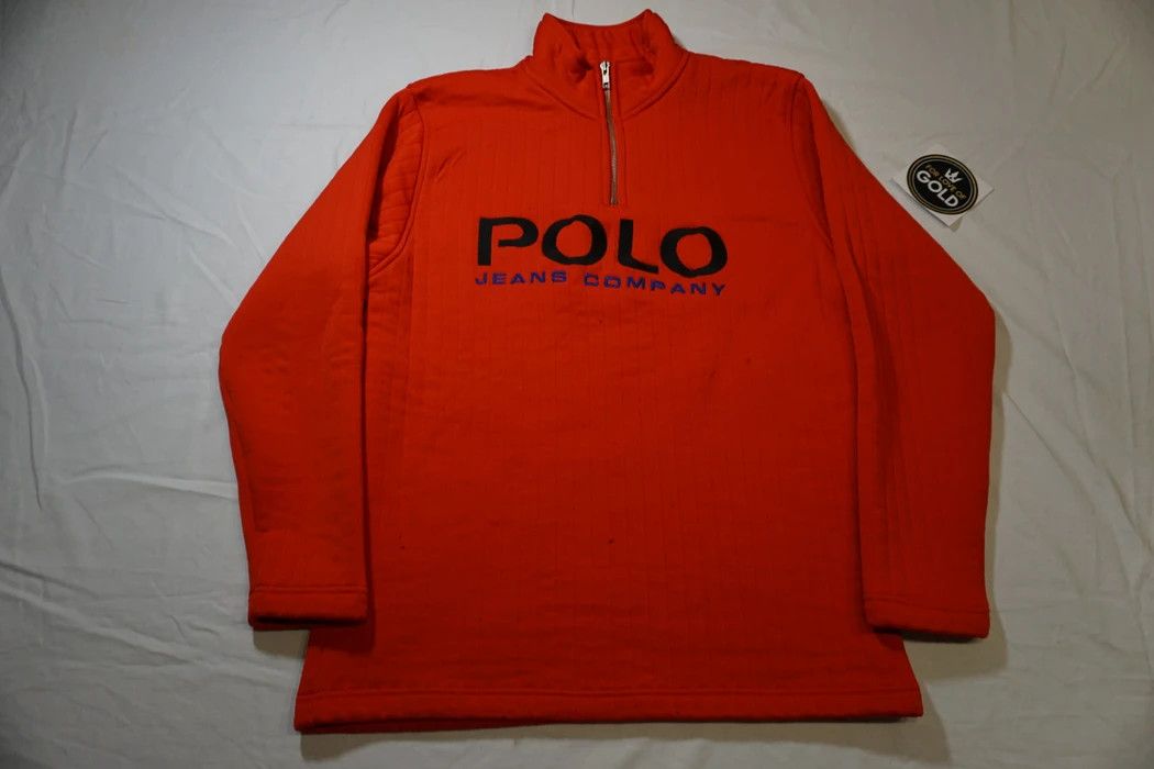 Polo Ralph Lauren Vintage Polo Jeans Company big logo quarter zip red sweater Size US M / EU 48-50 / 2 - 2 Thumbnail