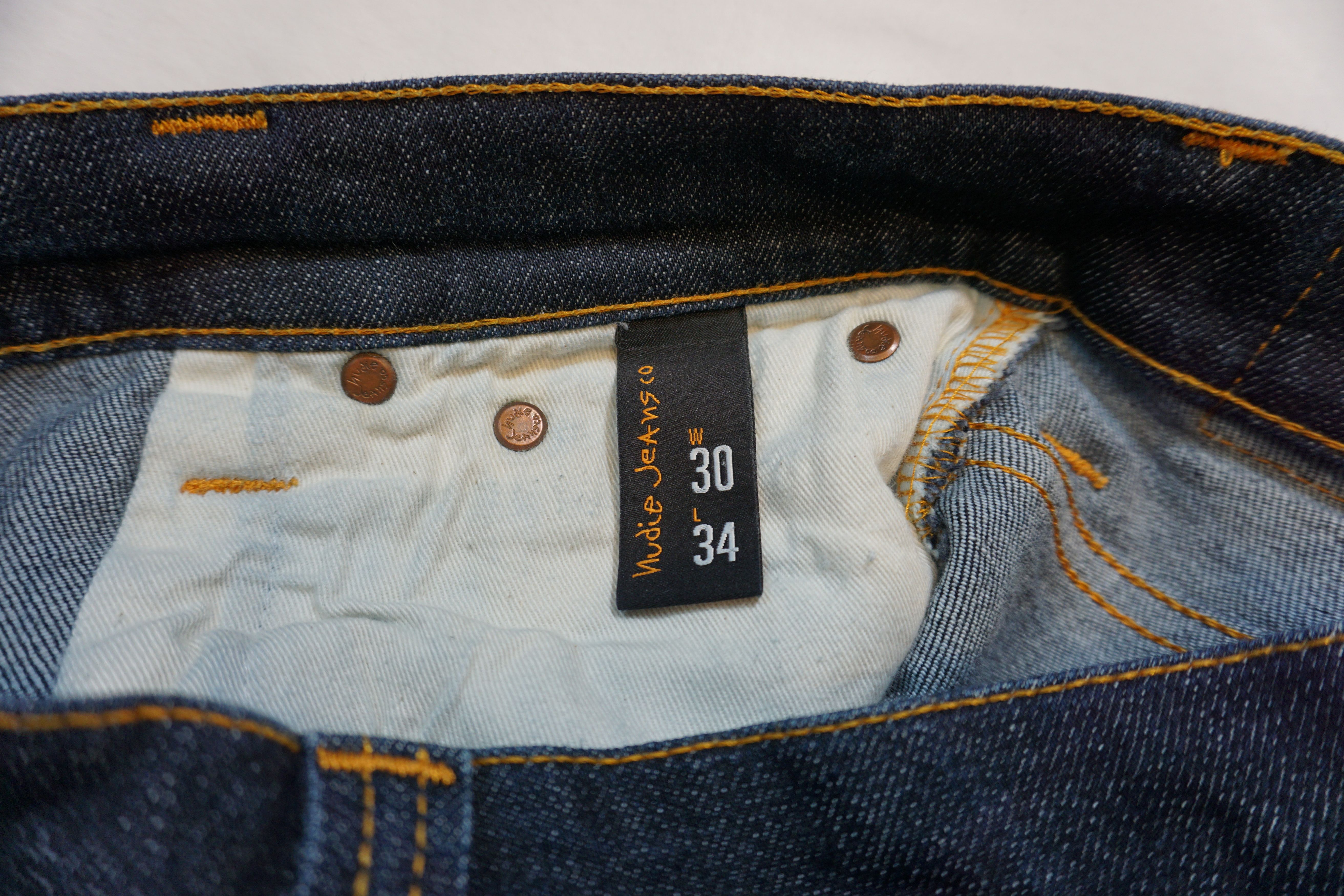 Designer Nudie Jeans Grim Tim blue denim jeans / pants Size US 30 / EU 46 - 6 Thumbnail