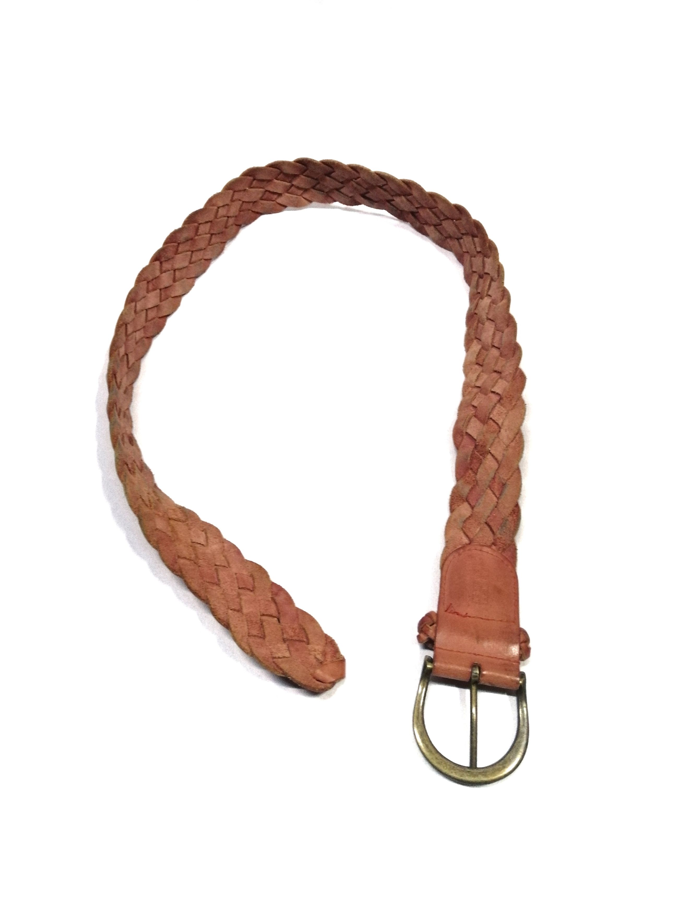 Japanese Brand Braided Big Buckle Leather Brown Belt Size ONE SIZE - 3 Thumbnail