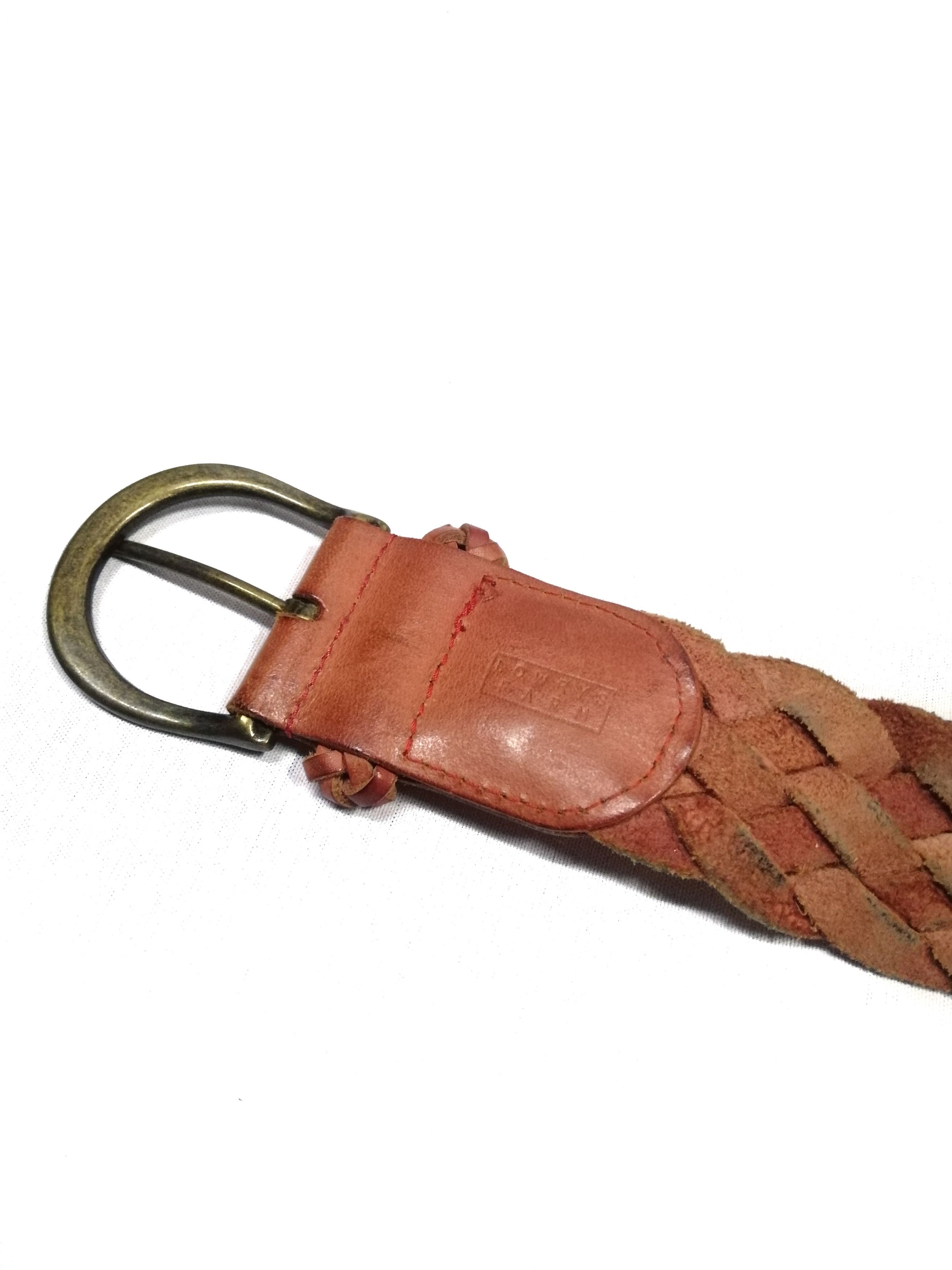 Japanese Brand Braided Big Buckle Leather Brown Belt Size ONE SIZE - 4 Thumbnail