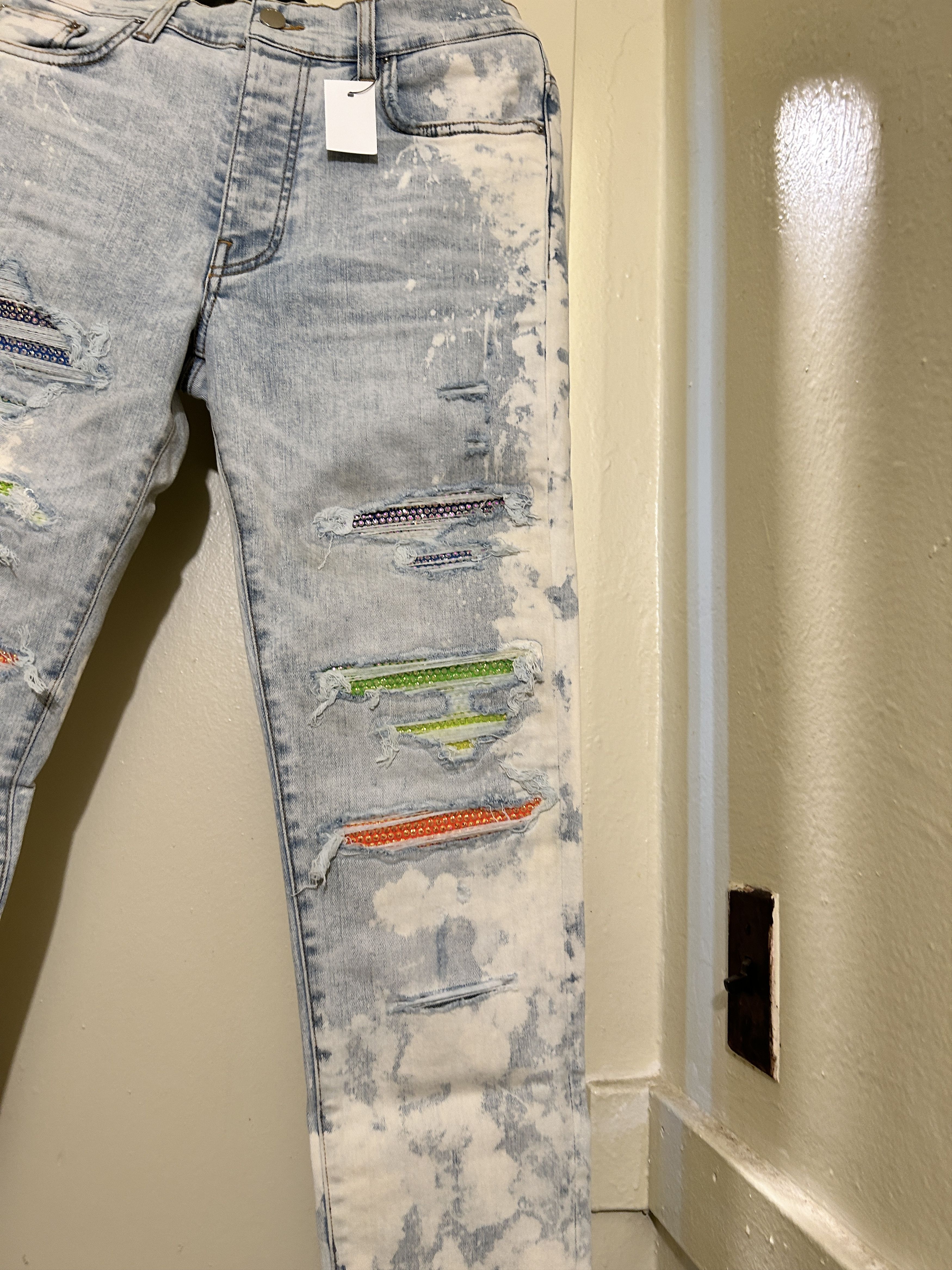 Amiri Amiri Blue Bleached Crystal Gradient Jeans Size US 36 / EU 52 - 3 Thumbnail