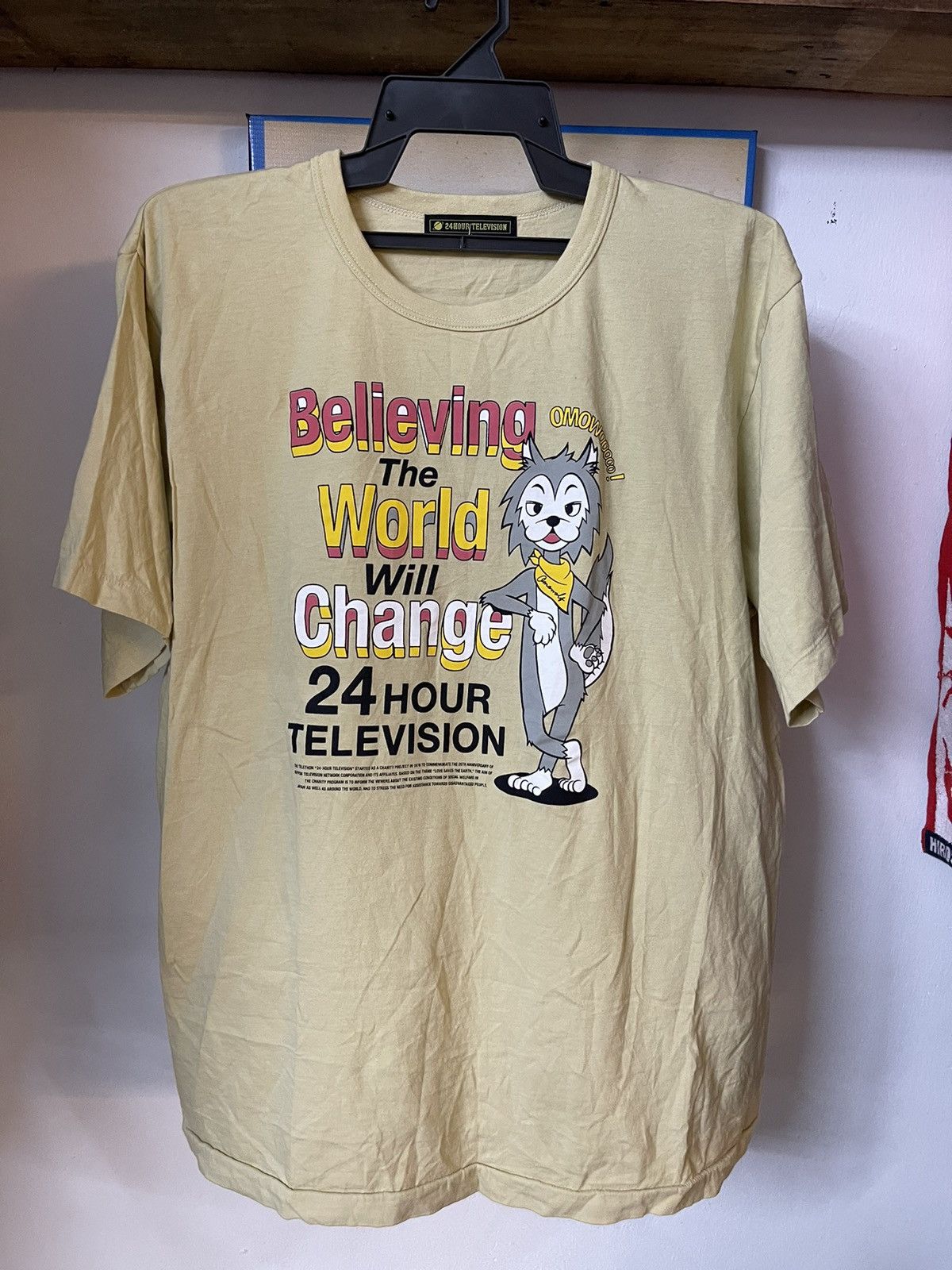 24-Hour Television Men's Pink Believing The World Will Change T-Shirt Size store M