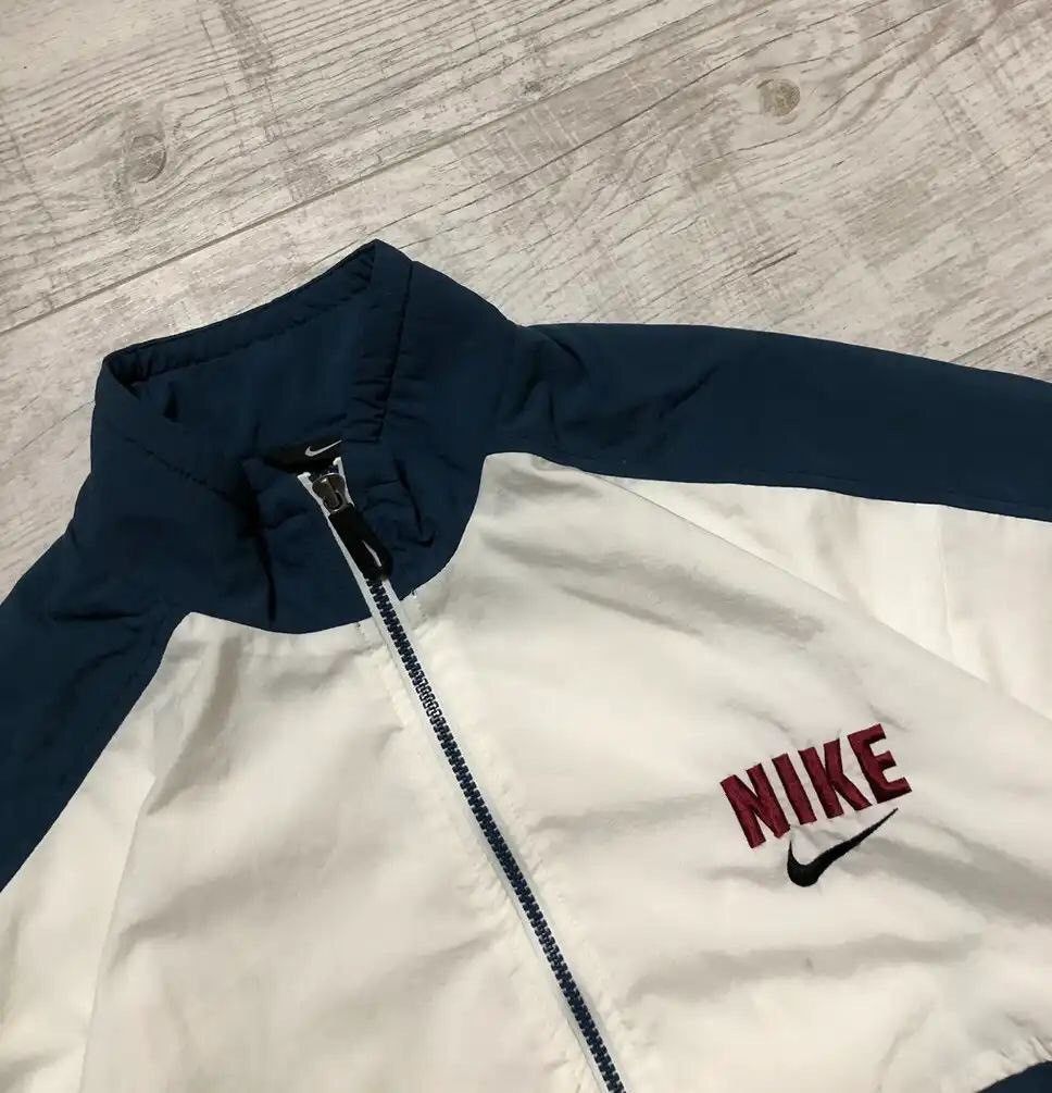 Nike × Vintage Vintage 90's Nike Nylon Drill Boxy Track Jacket Big Logo Size US XL / EU 56 / 4 - 6 Thumbnail