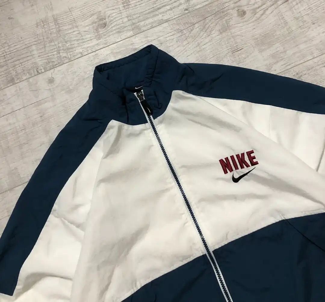 Nike × Vintage Vintage 90's Nike Nylon Drill Boxy Track Jacket Big Logo Size US XL / EU 56 / 4 - 5 Thumbnail